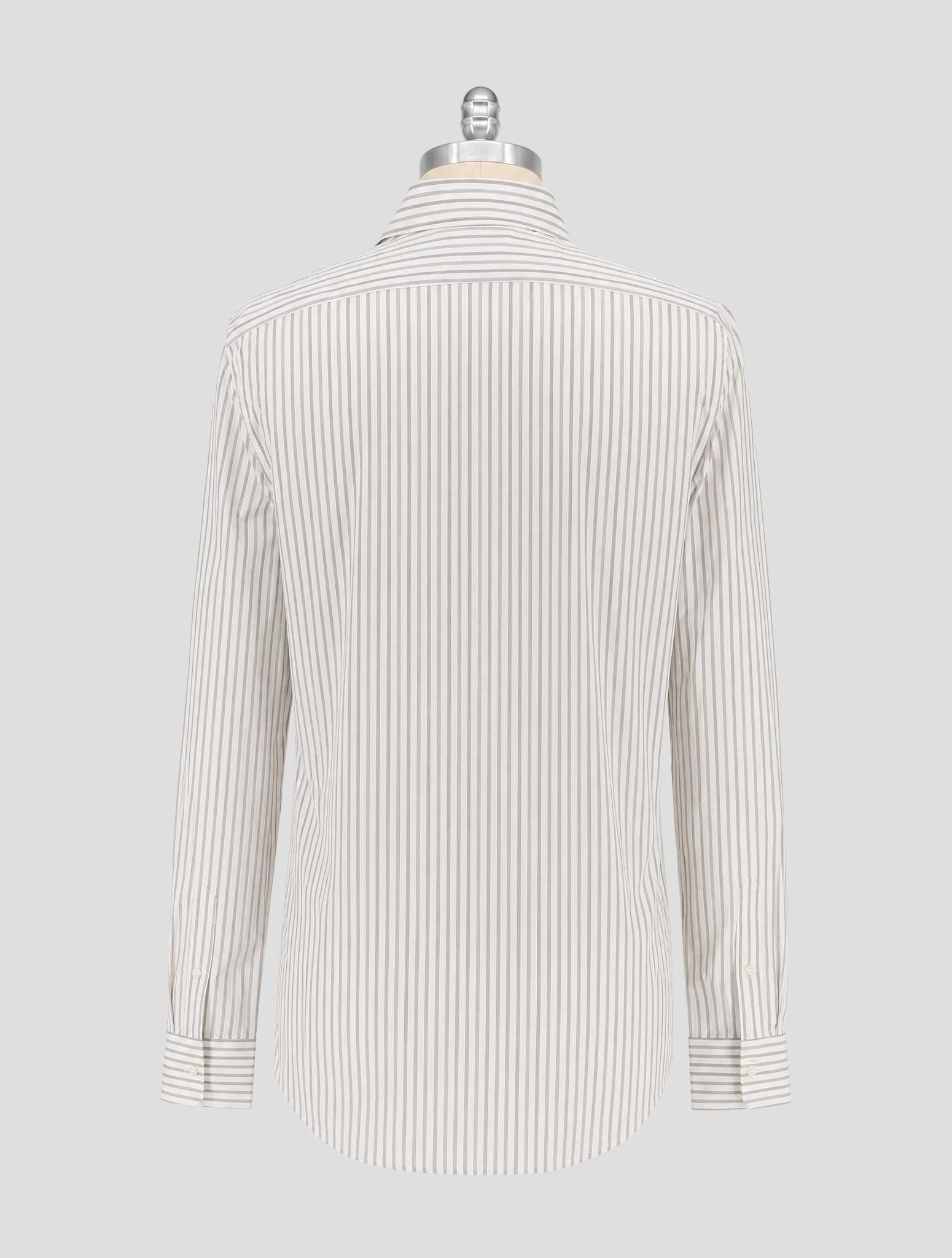 Kiton Gray White Cotton Shirt