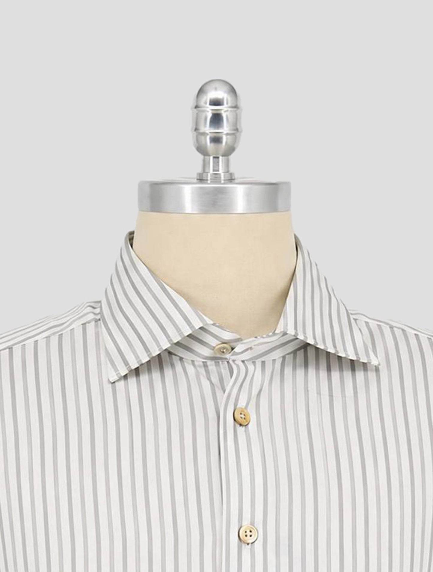 Kiton Gray White Cotton Shirt