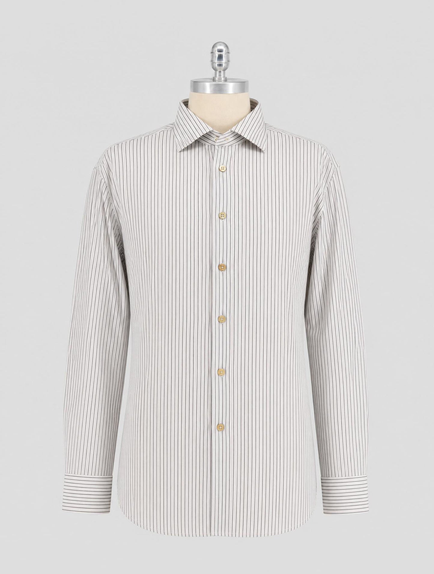 Kiton Blue Beige White Cotton Shirt