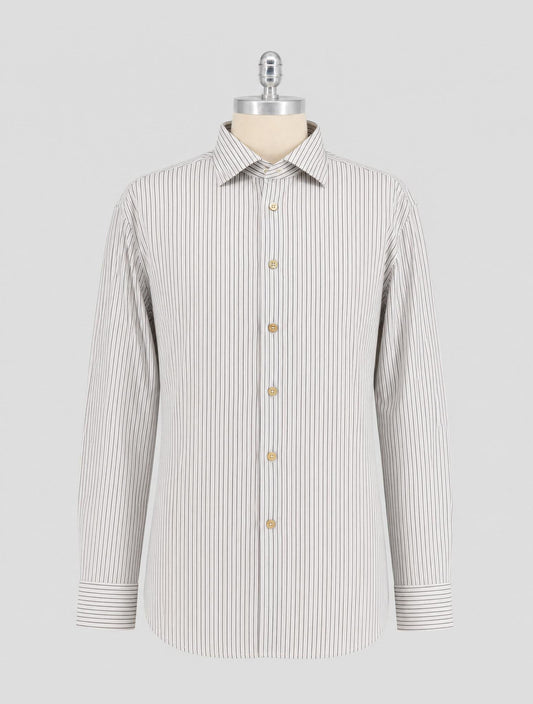 Kiton Blue Beige White Cotton Shirt