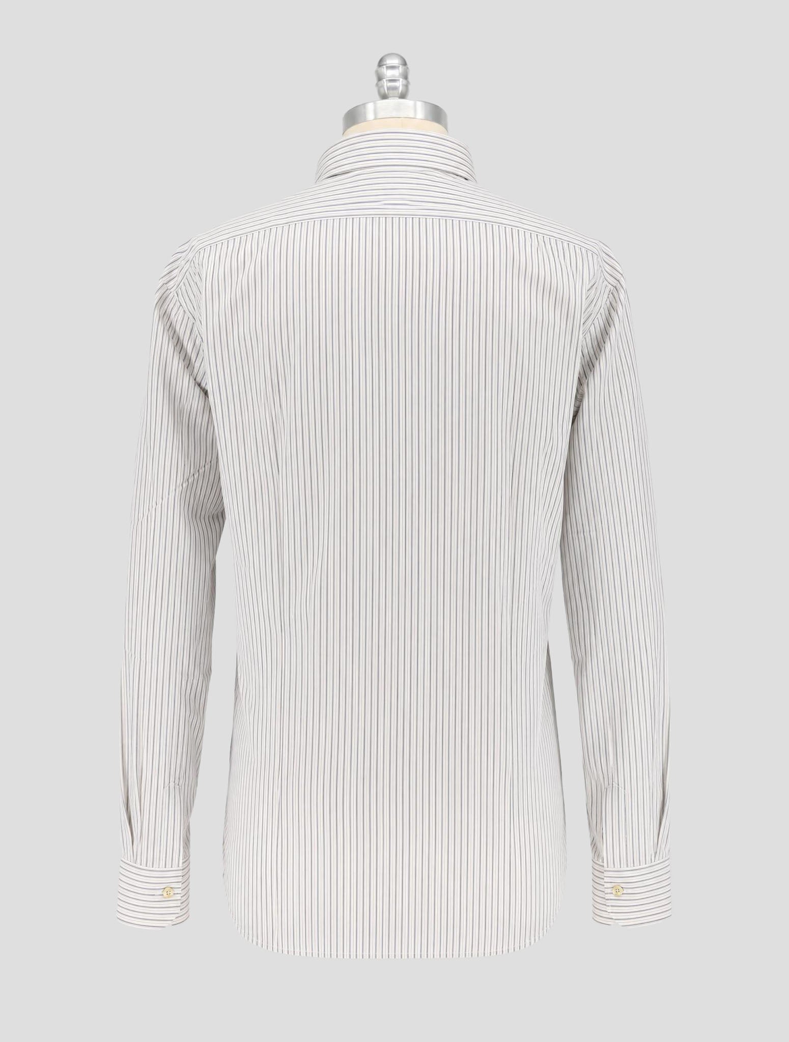 Kiton Blue Beige White Cotton Shirt
