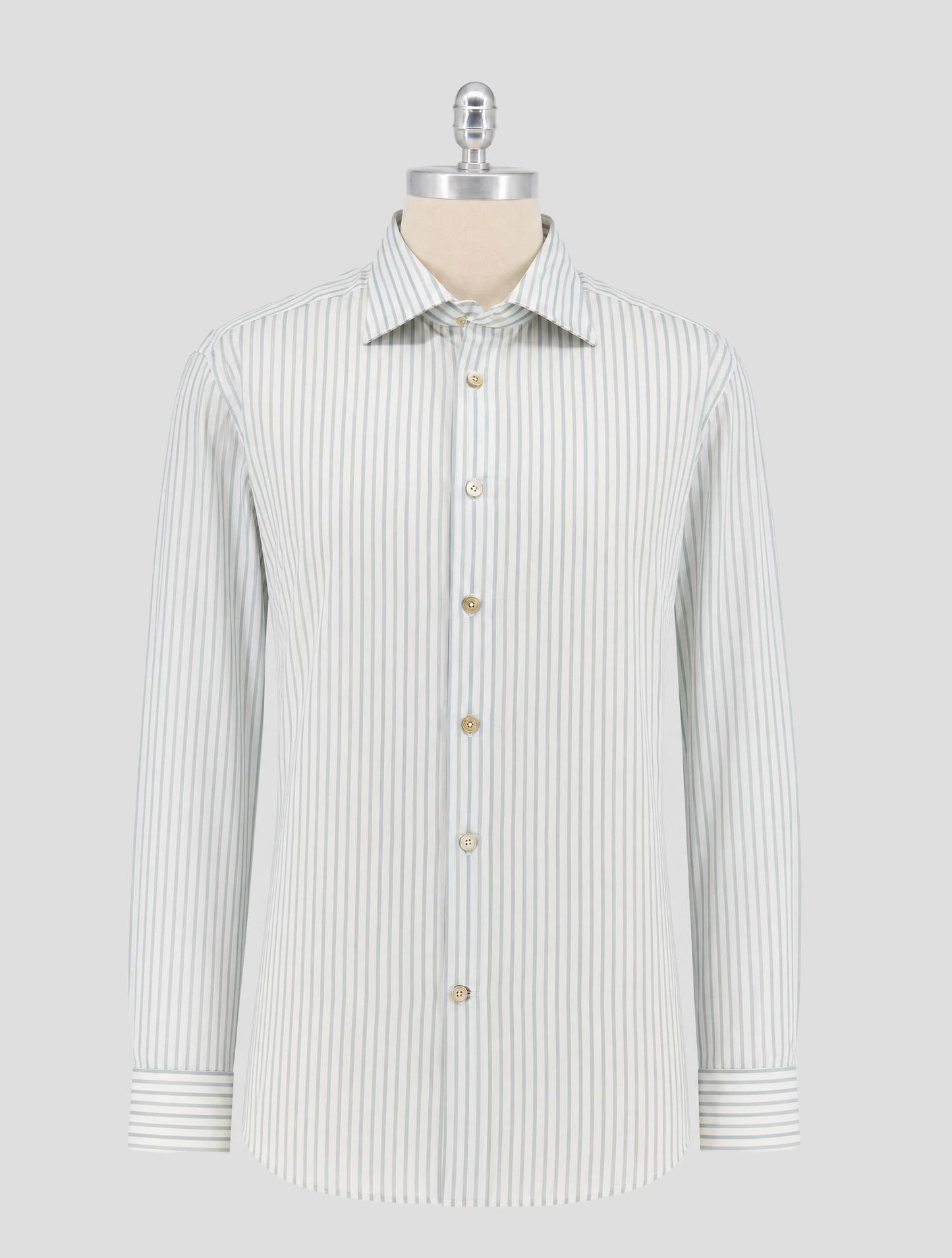 Kiton Green White Cotton Shirt