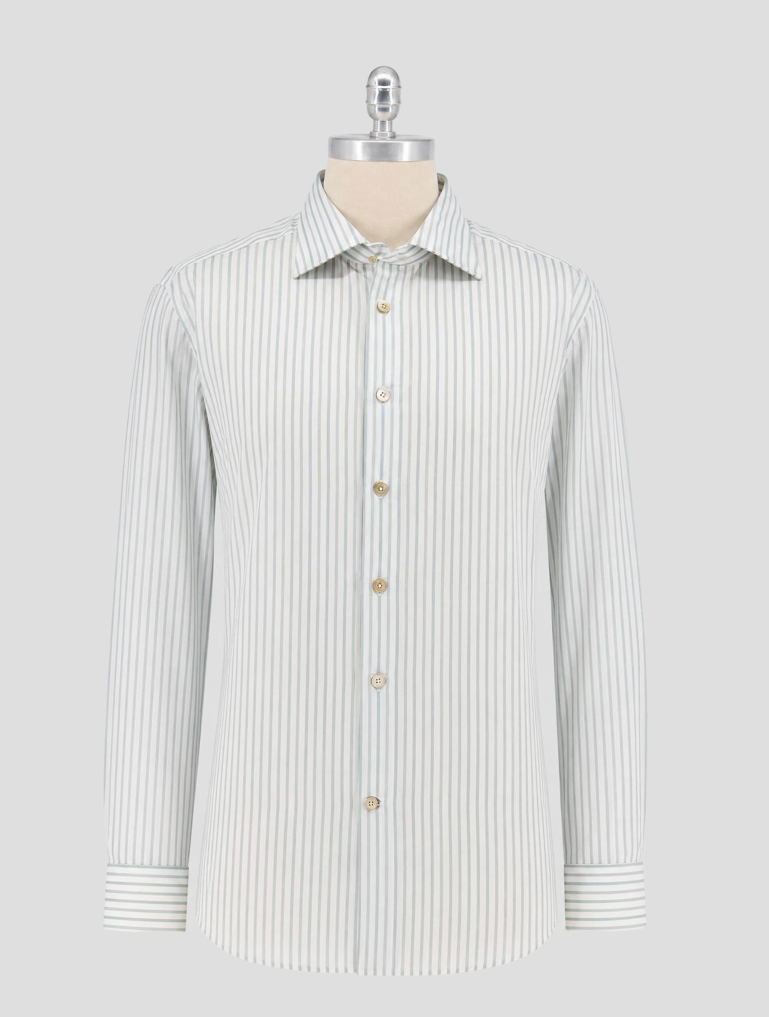 Kiton Green White Cotton Shirt