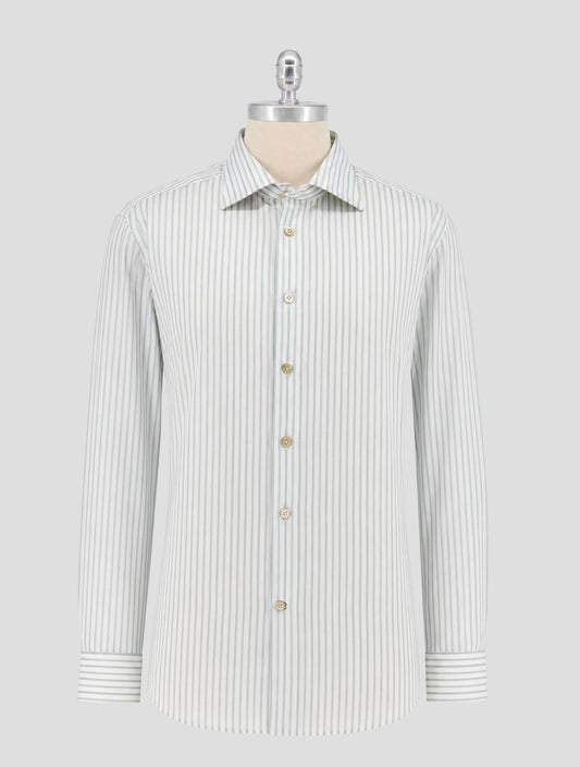 Kiton Green White Cotton Shirt