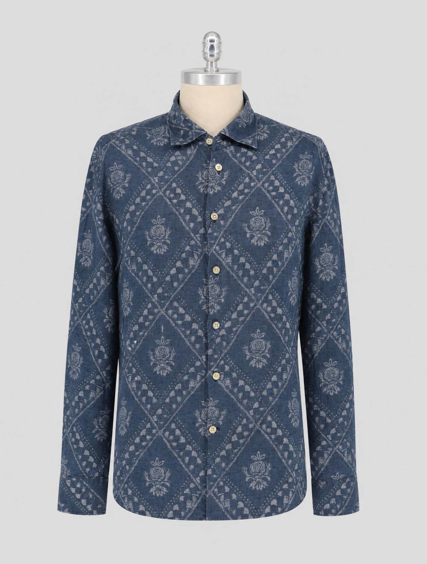 Kiton Blue Gray Linen Washed Shirt