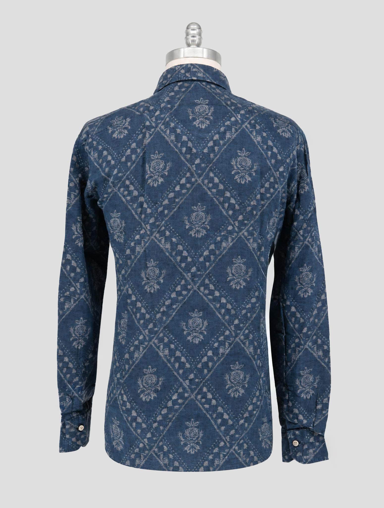 Kiton Blue Gray Linen Washed Shirt