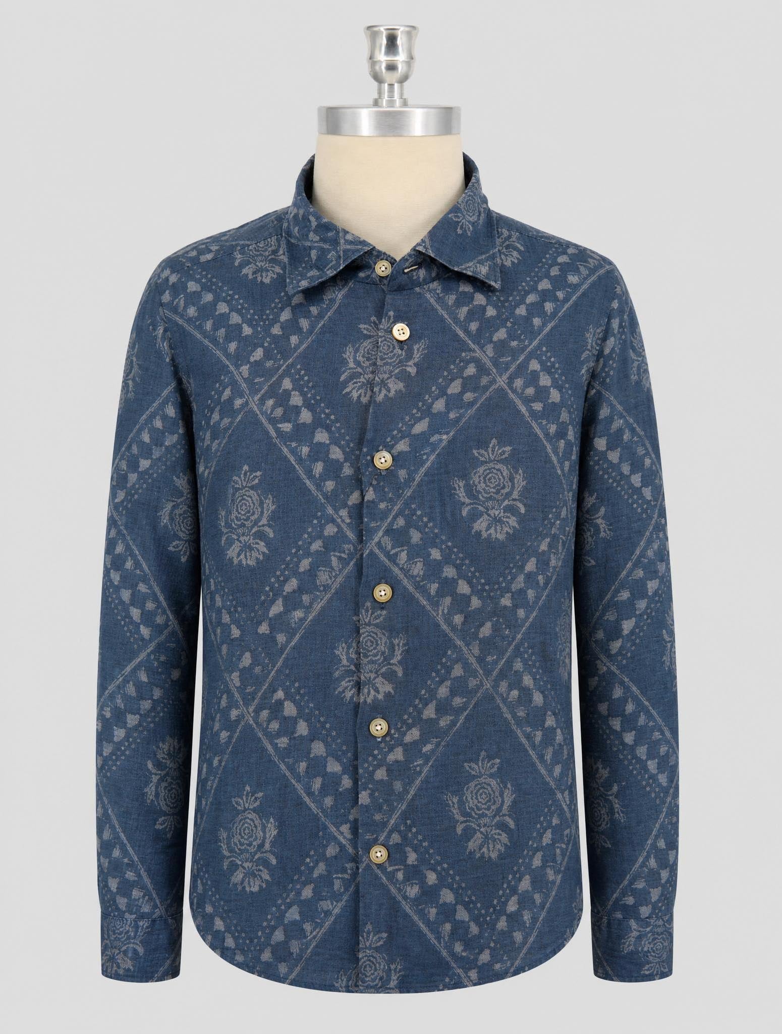 Kiton Blue Gray Linen Washed Shirt