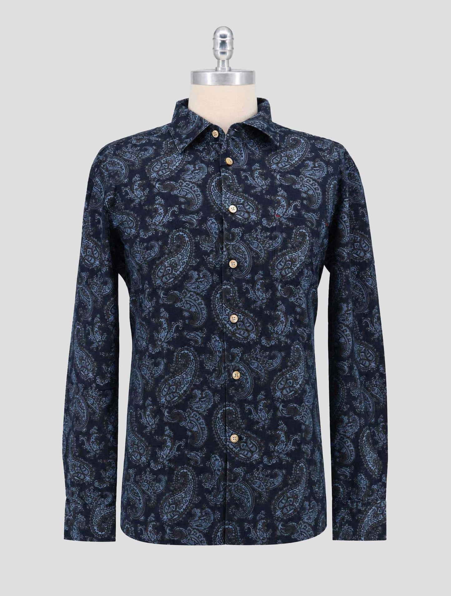 Kiton Blue Cotton Washed Shirt
