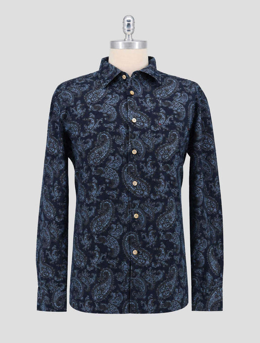 Kiton Blue Cotton Washed Shirt