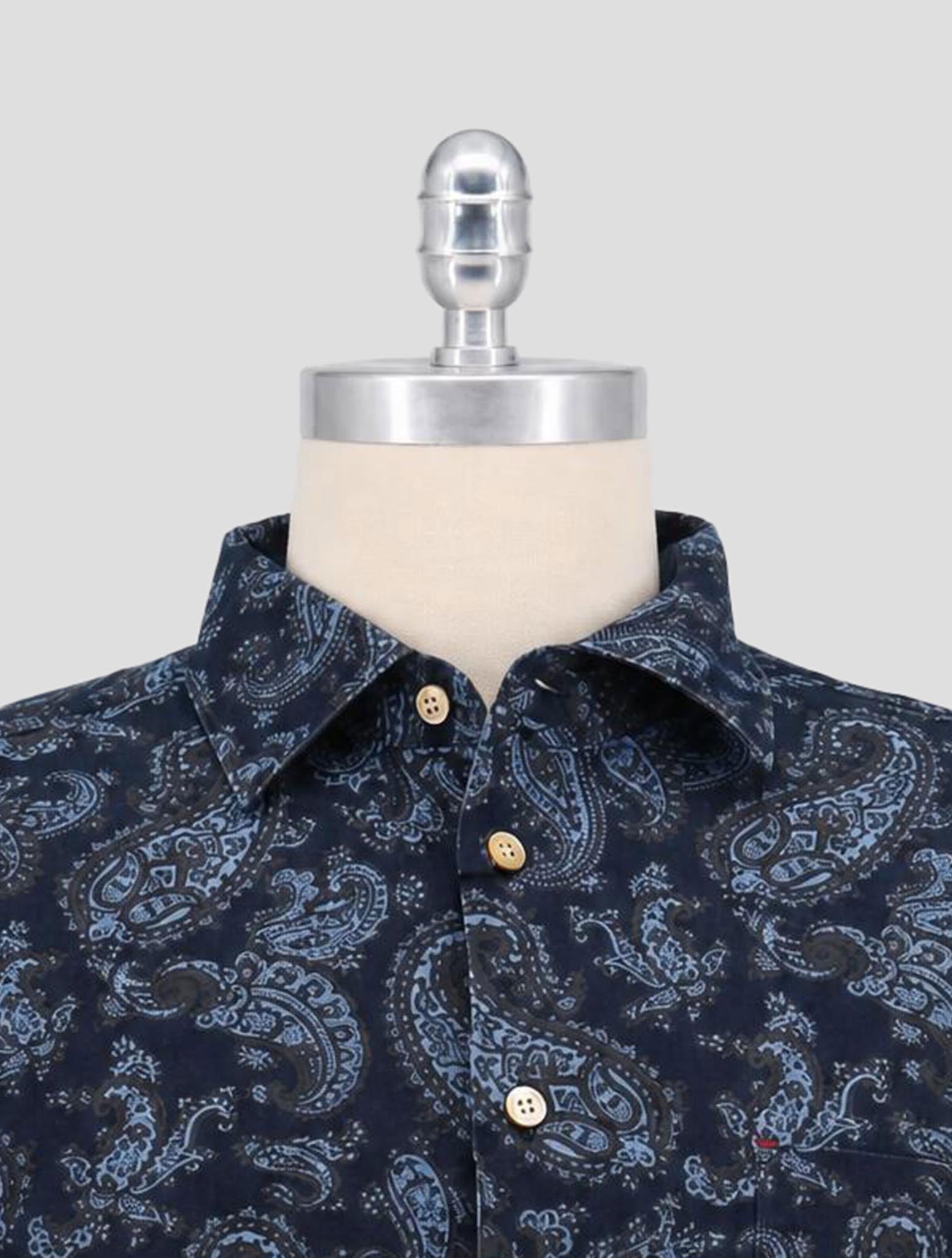 Kiton Blue Cotton Washed Shirt