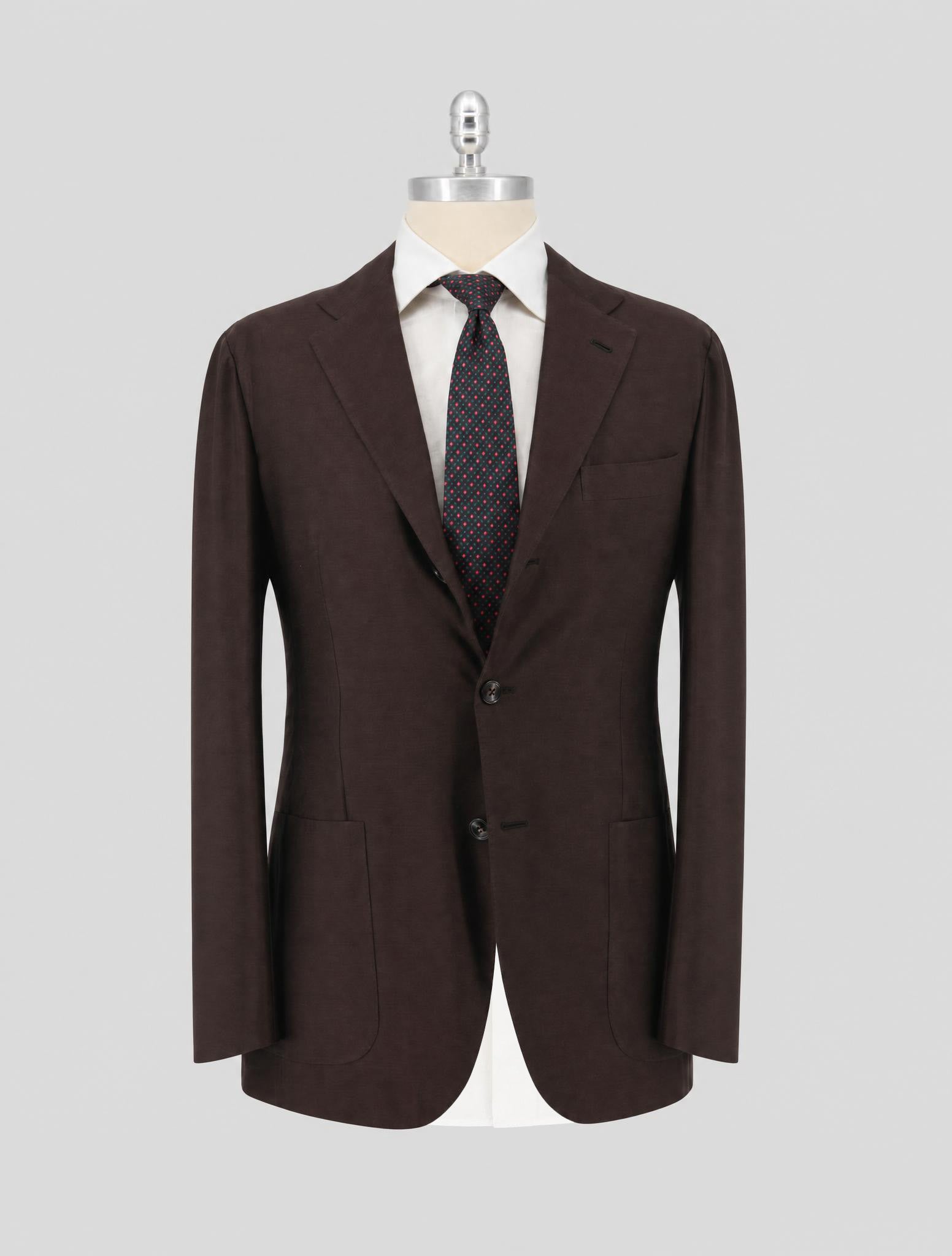 Kiton Brown Green Cotton Silk Cashmere Blazer