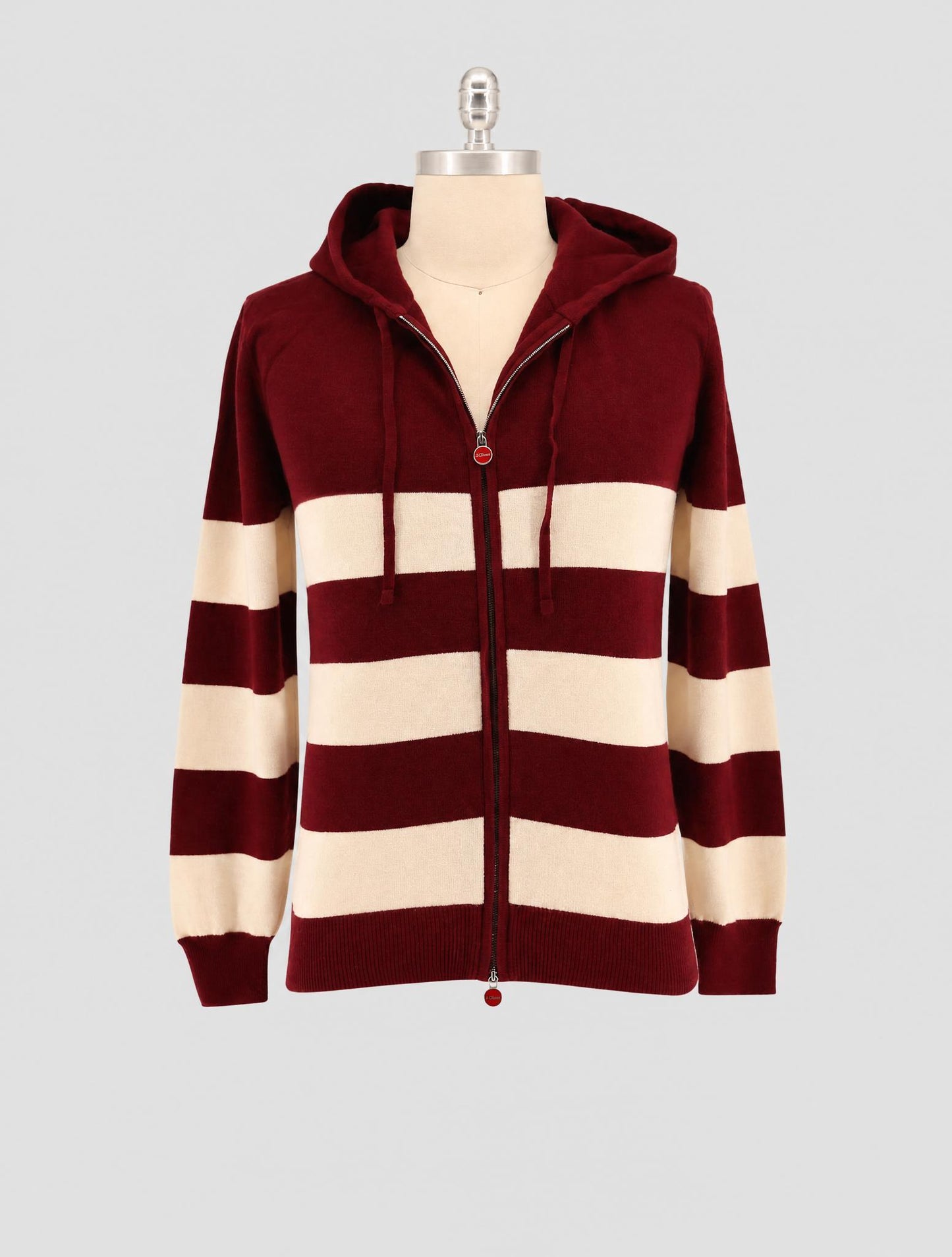 Kiton Burgundy White Cashmere Sweater Full Zip