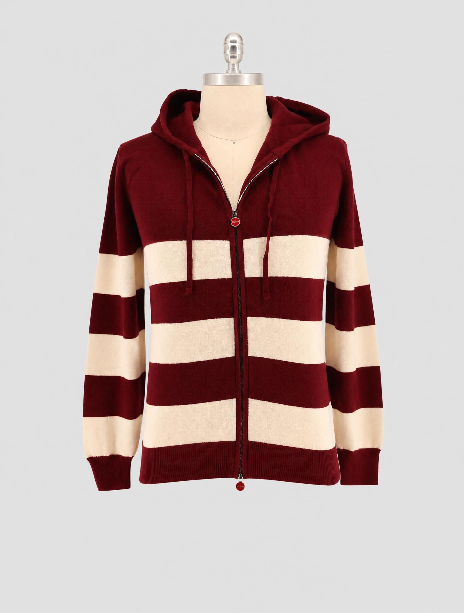 Kiton Burgundy White Cashmere Sweater Full Zip