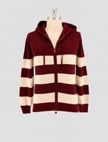 Kiton Burgundy White Cashmere Sweater Full Zip