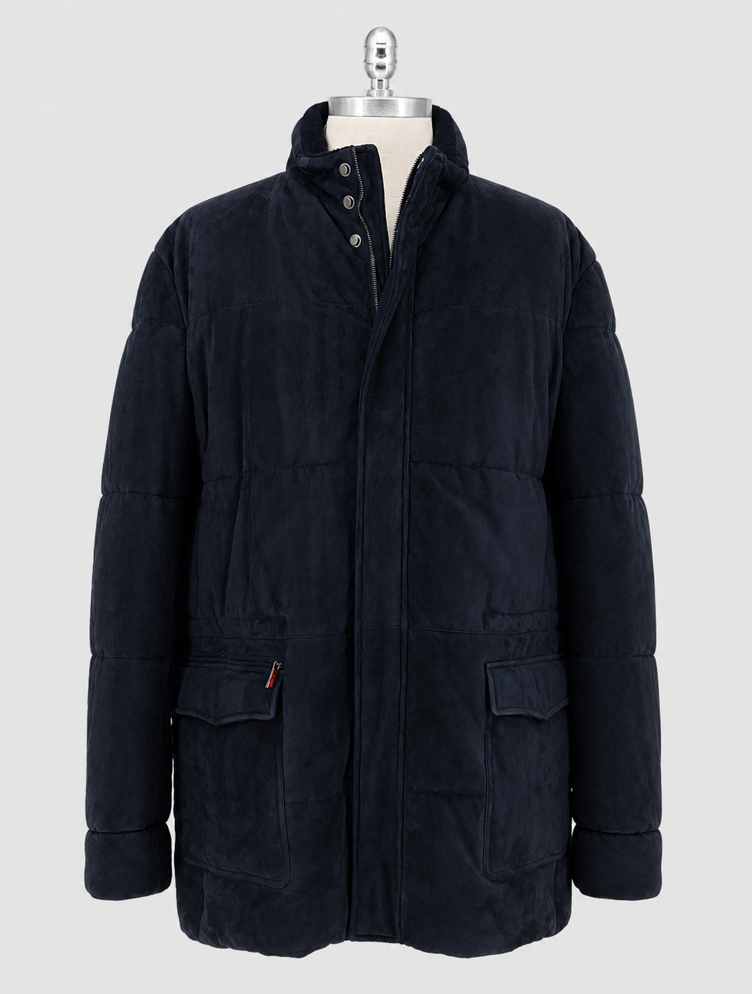 Kiton Blue Leather Suede Coat
