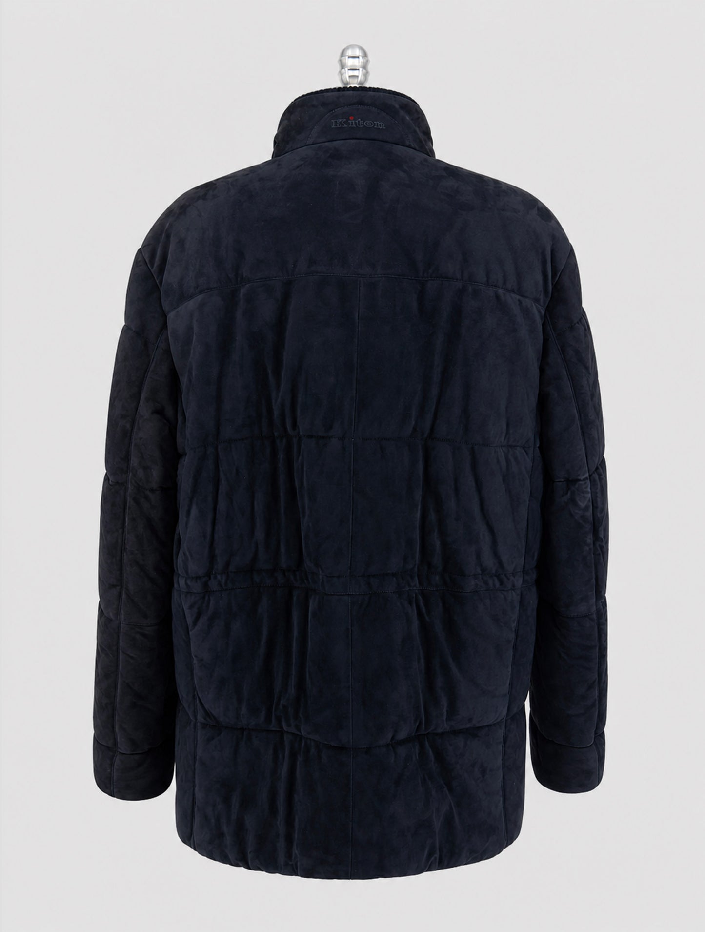 Kiton Blue Leather Suede Coat