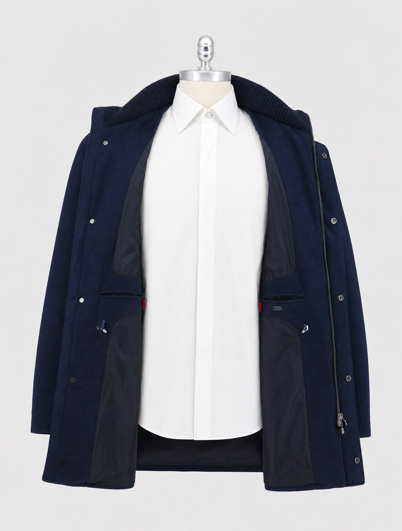 Kiton Blue Leather Suede Coat