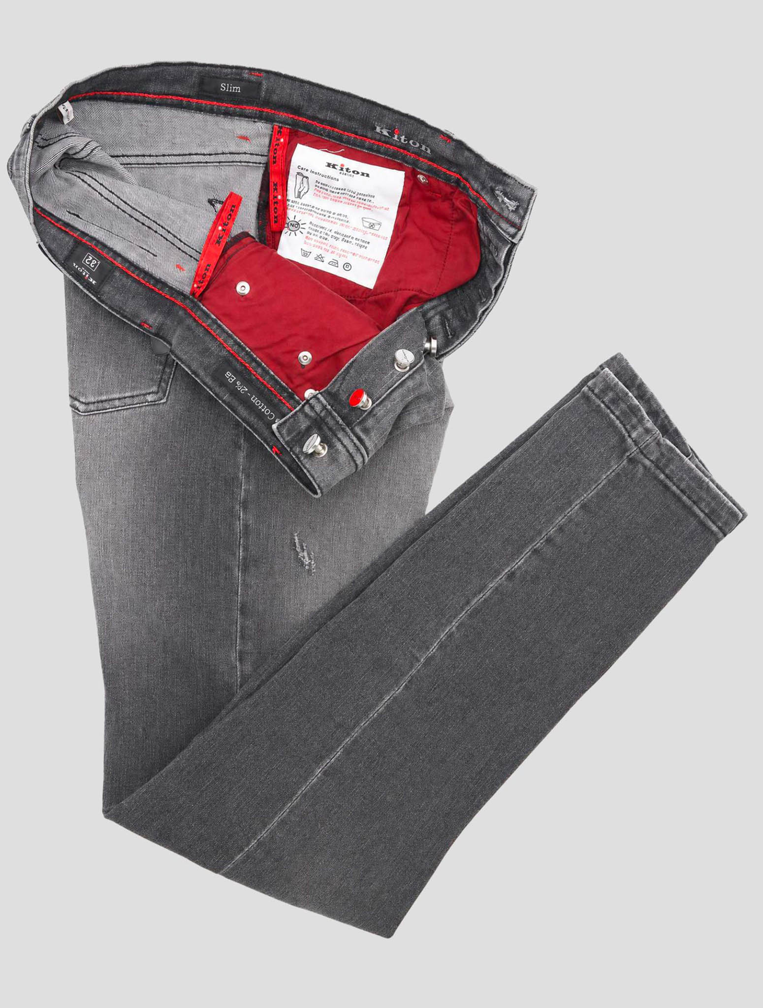 Kiton Gray Cotton Ea Jeans