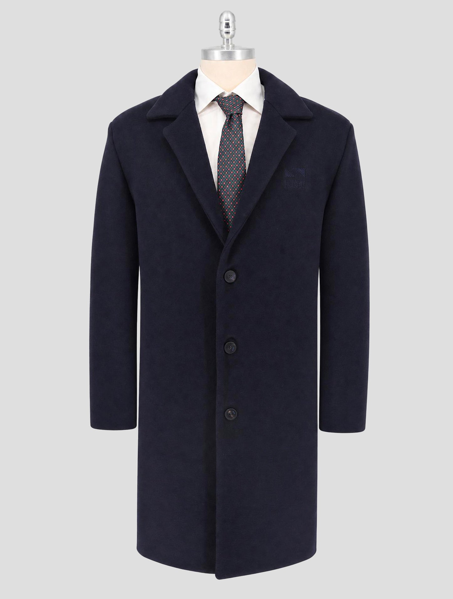 Kiton Knt Blue Virgin Wool pa Cashmere Overcoat