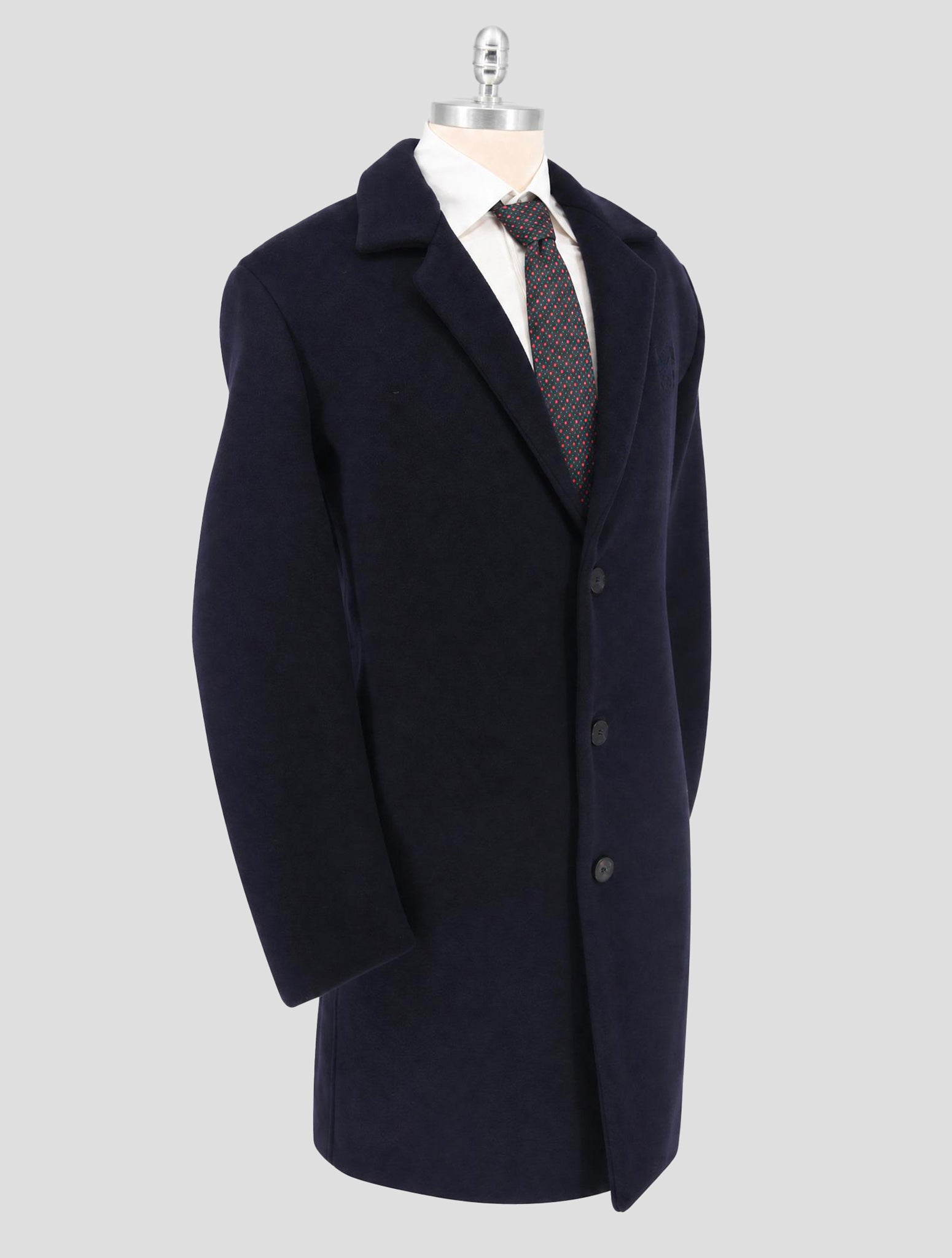 Kiton Knt Blue Virgin Wool pa Cashmere Overcoat