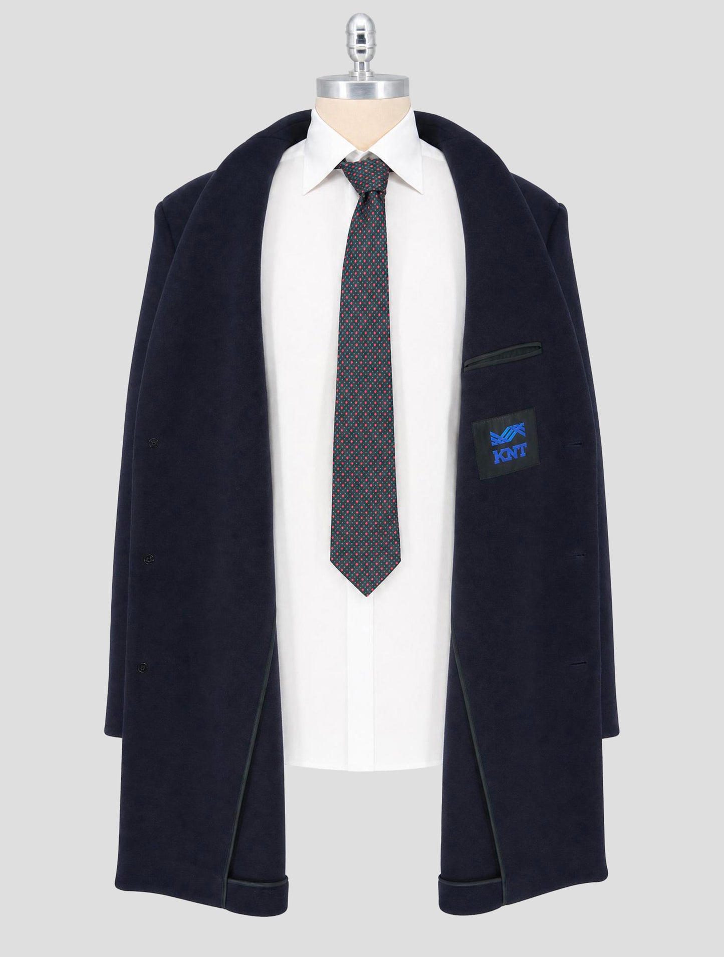 Kiton Knt Blue Virgin Wool pa Cashmere Overcoat
