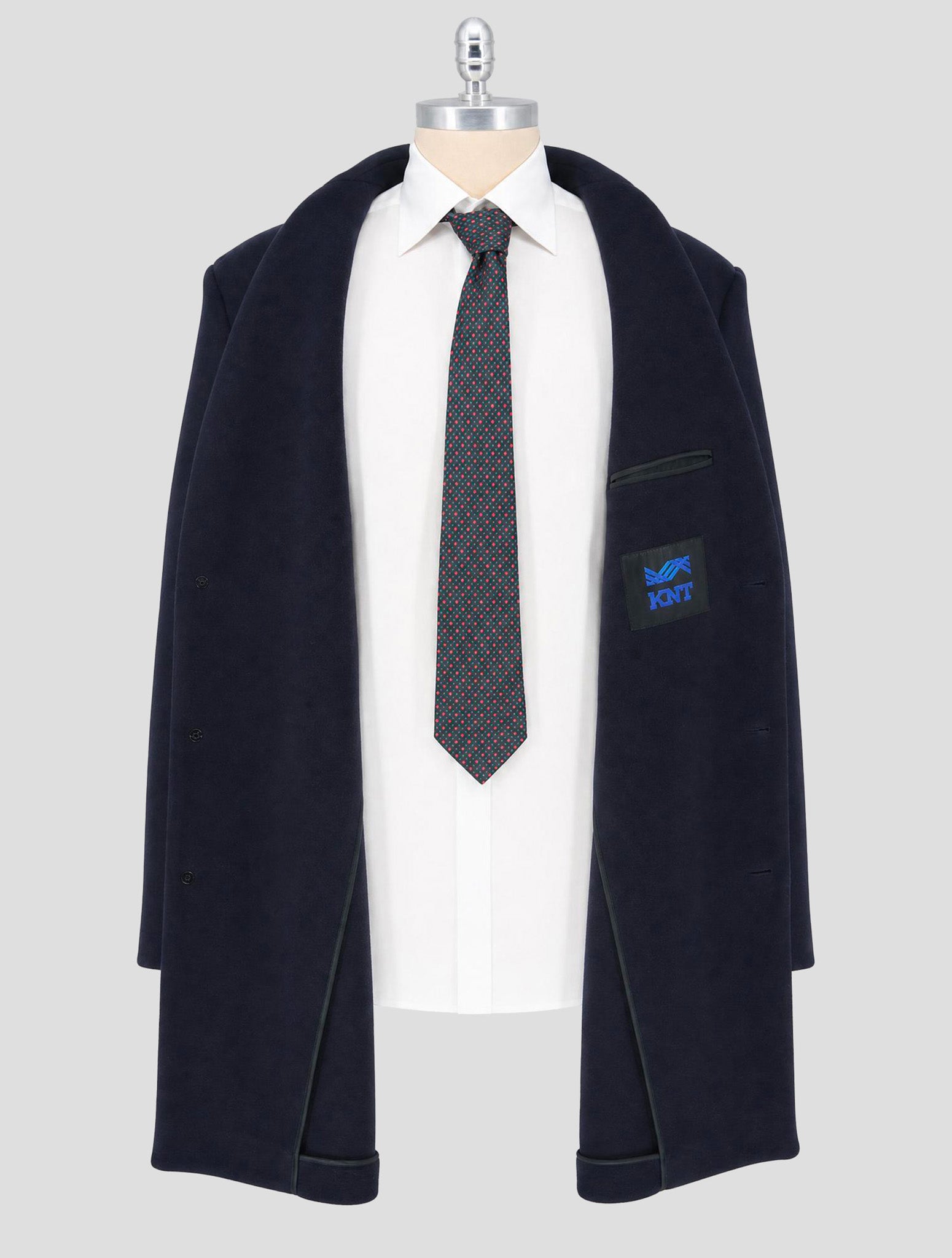 Kiton Knt Blue Virgin Wool pa Cashmere Overcoat