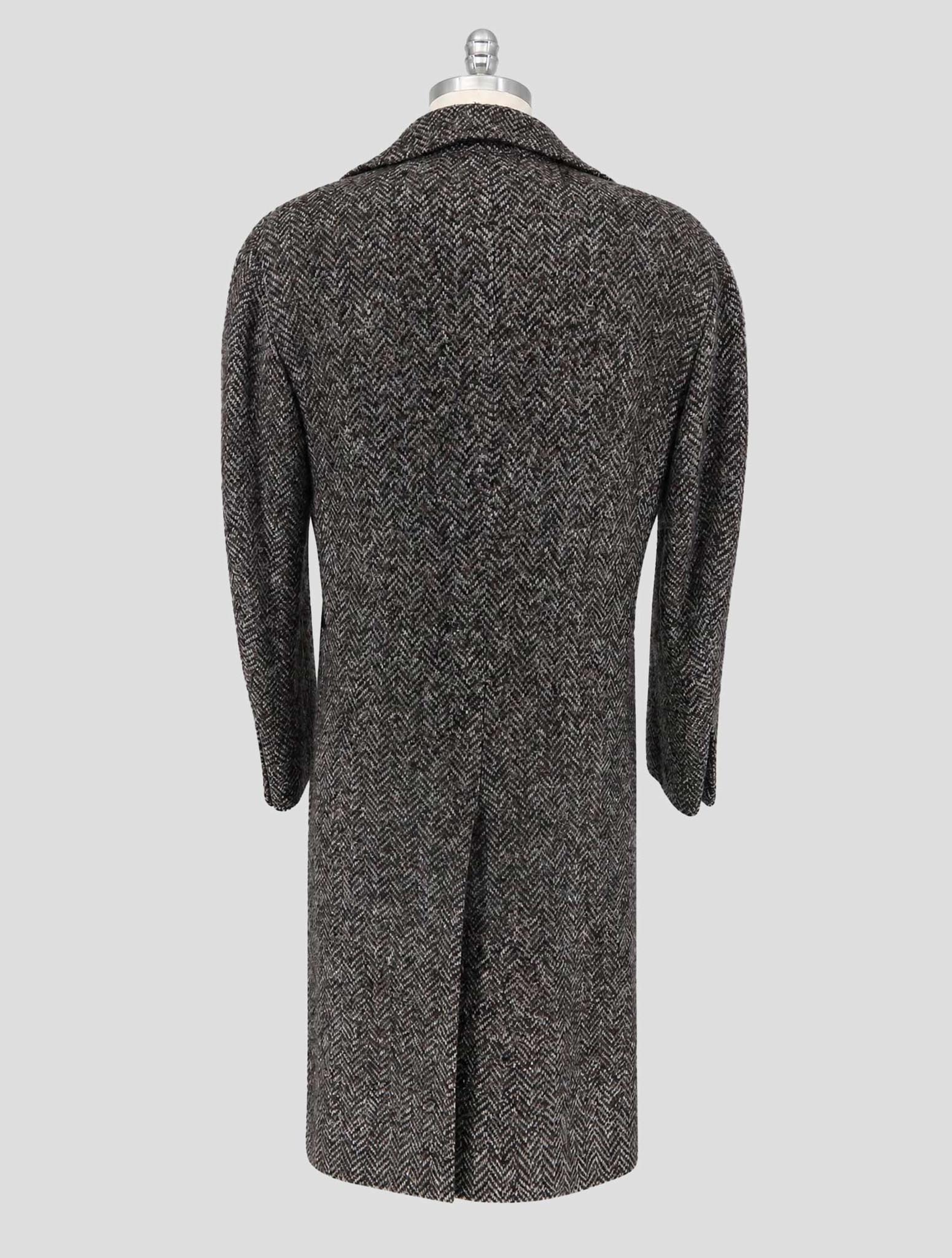 Kiton Gray Black Virgin Wool Cashmere Silk Overcoat