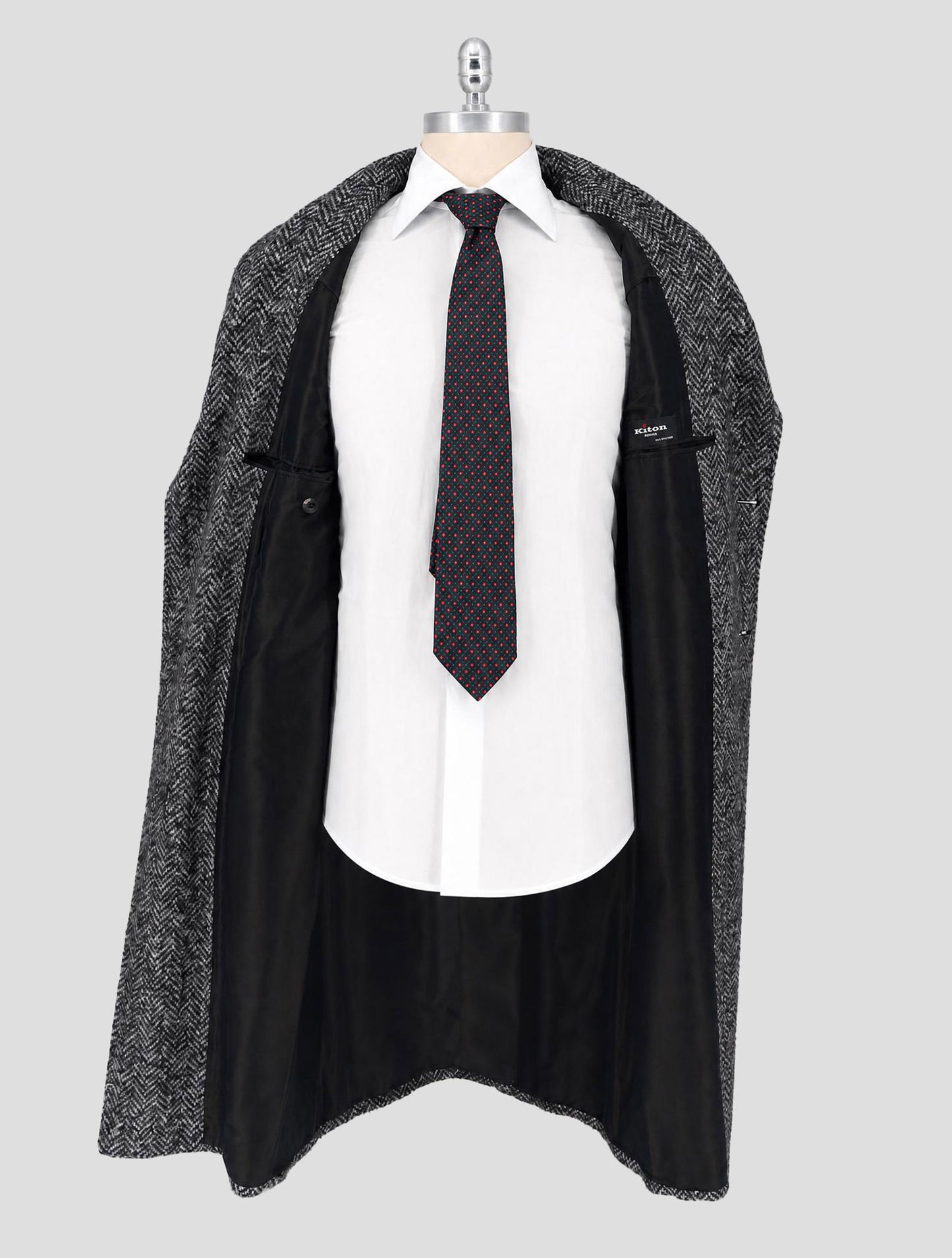 Kiton Gray Black Virgin Wool Cashmere Silk Overcoat