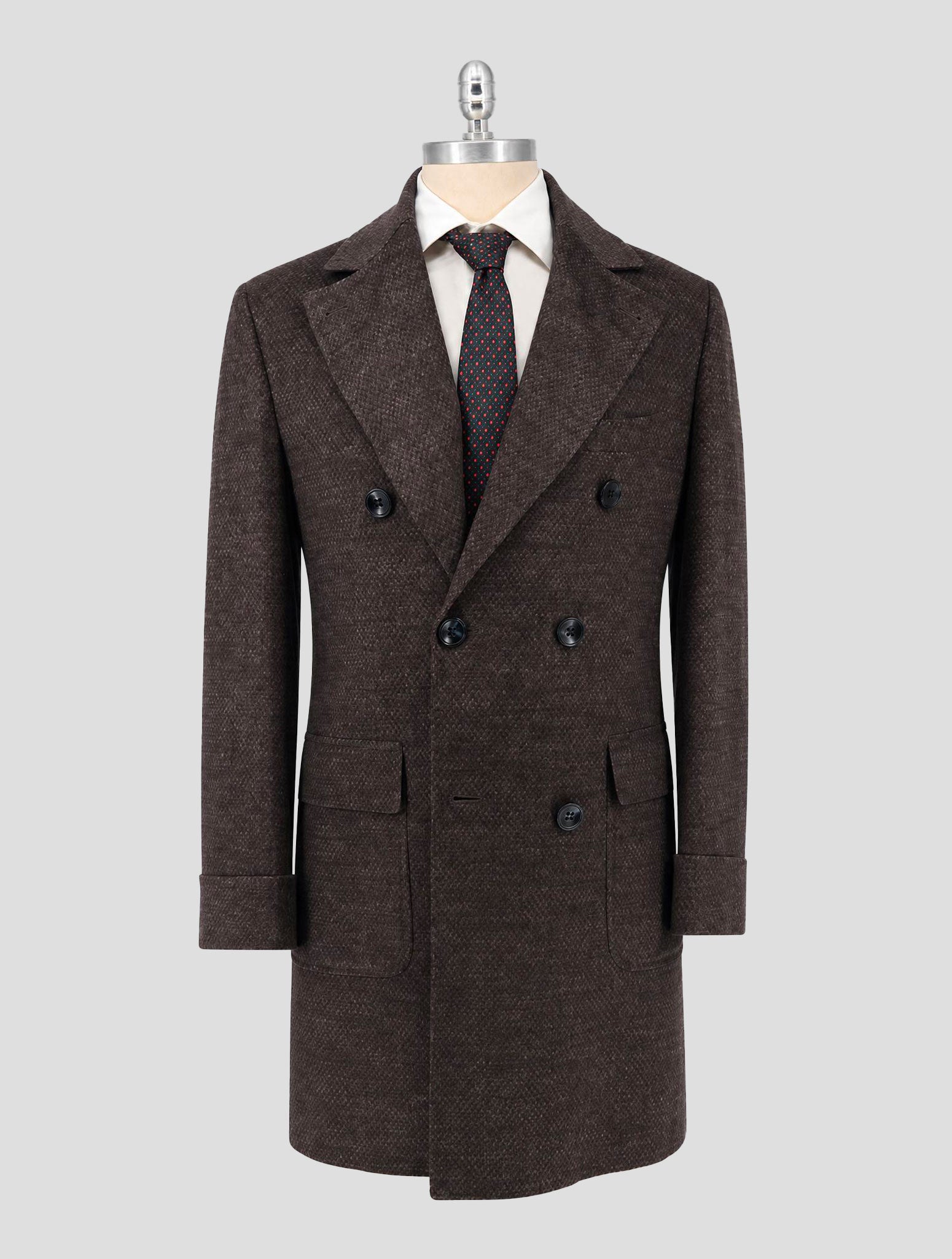 Kiton Brown Cashmere Overcoat Double Breasted