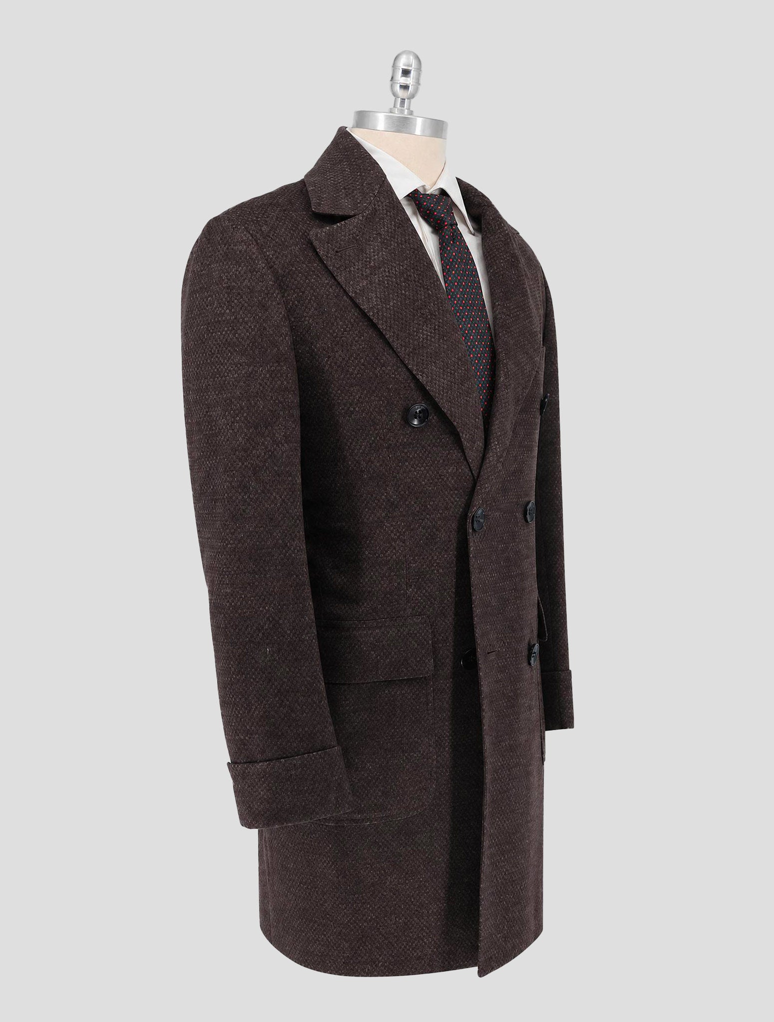 Kiton Brown Cashmere Overcoat Double Breasted