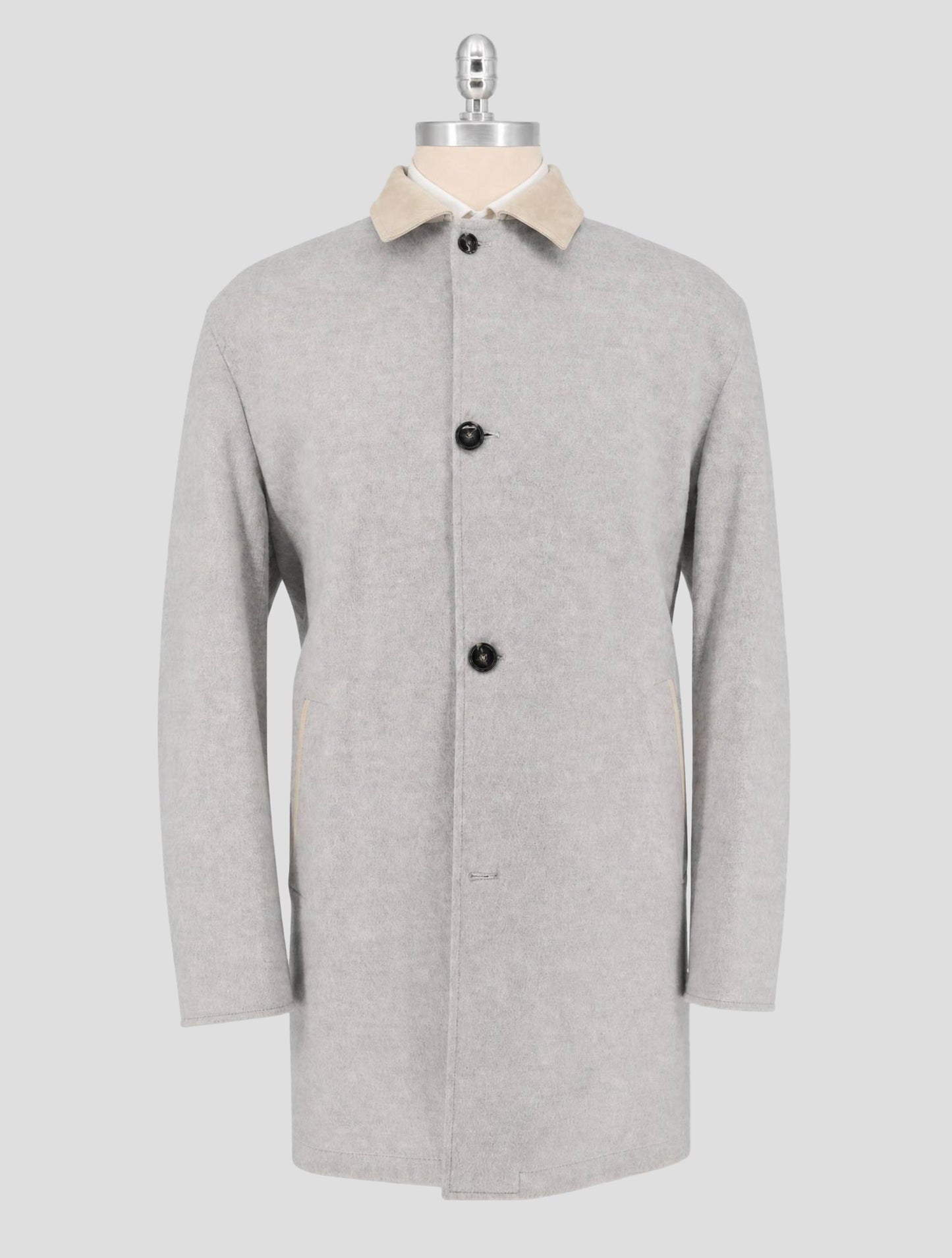 Kiton Gray Beige Cashmere Overcoat