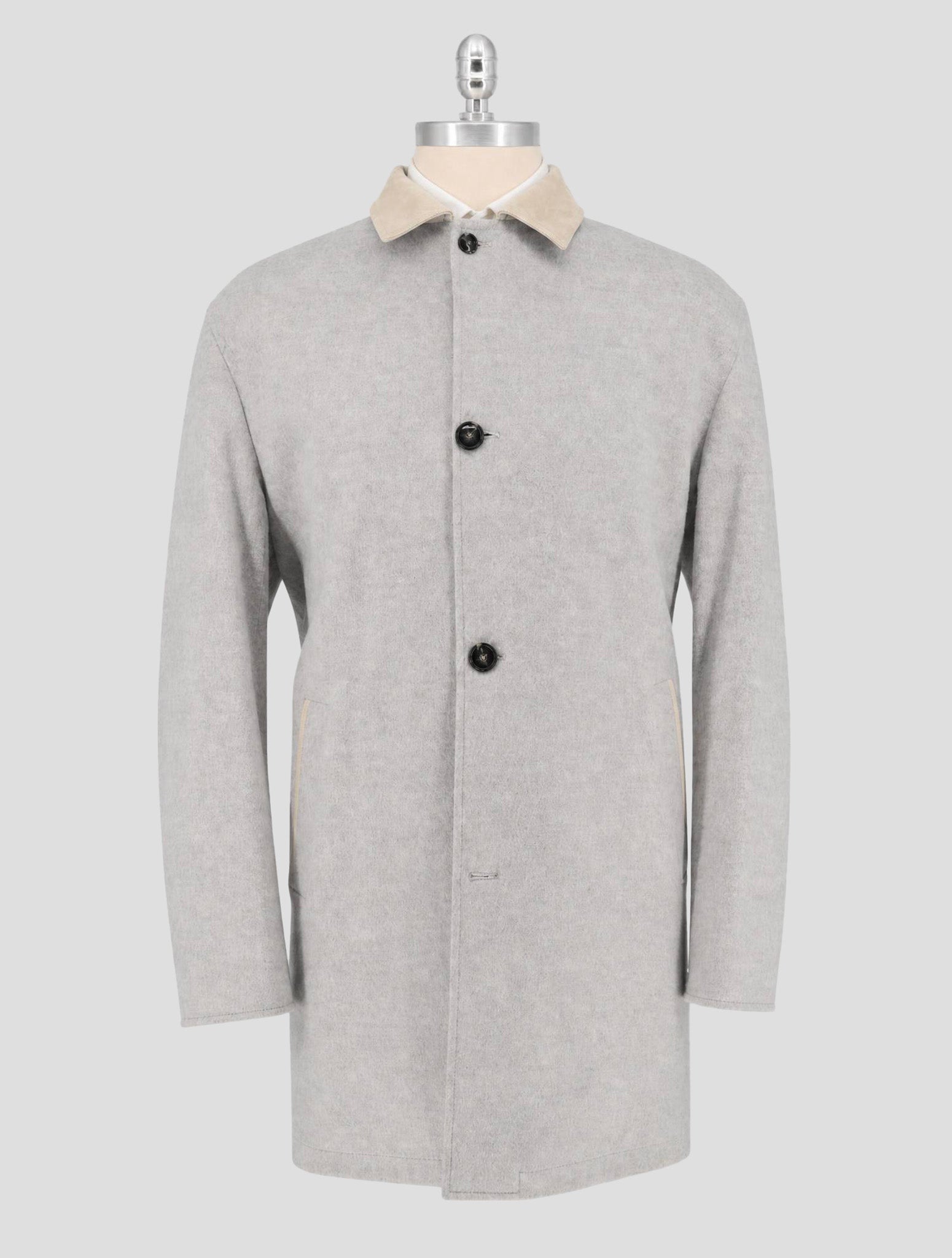Kiton Gray Beige Cashmere Overcoat