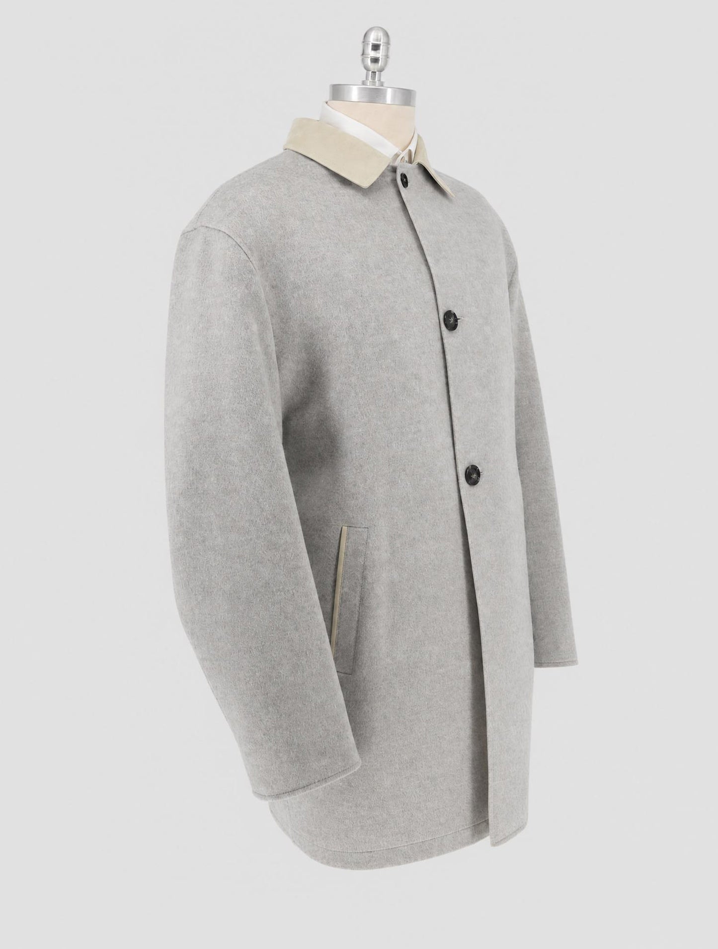Kiton Gray Beige Cashmere Overcoat
