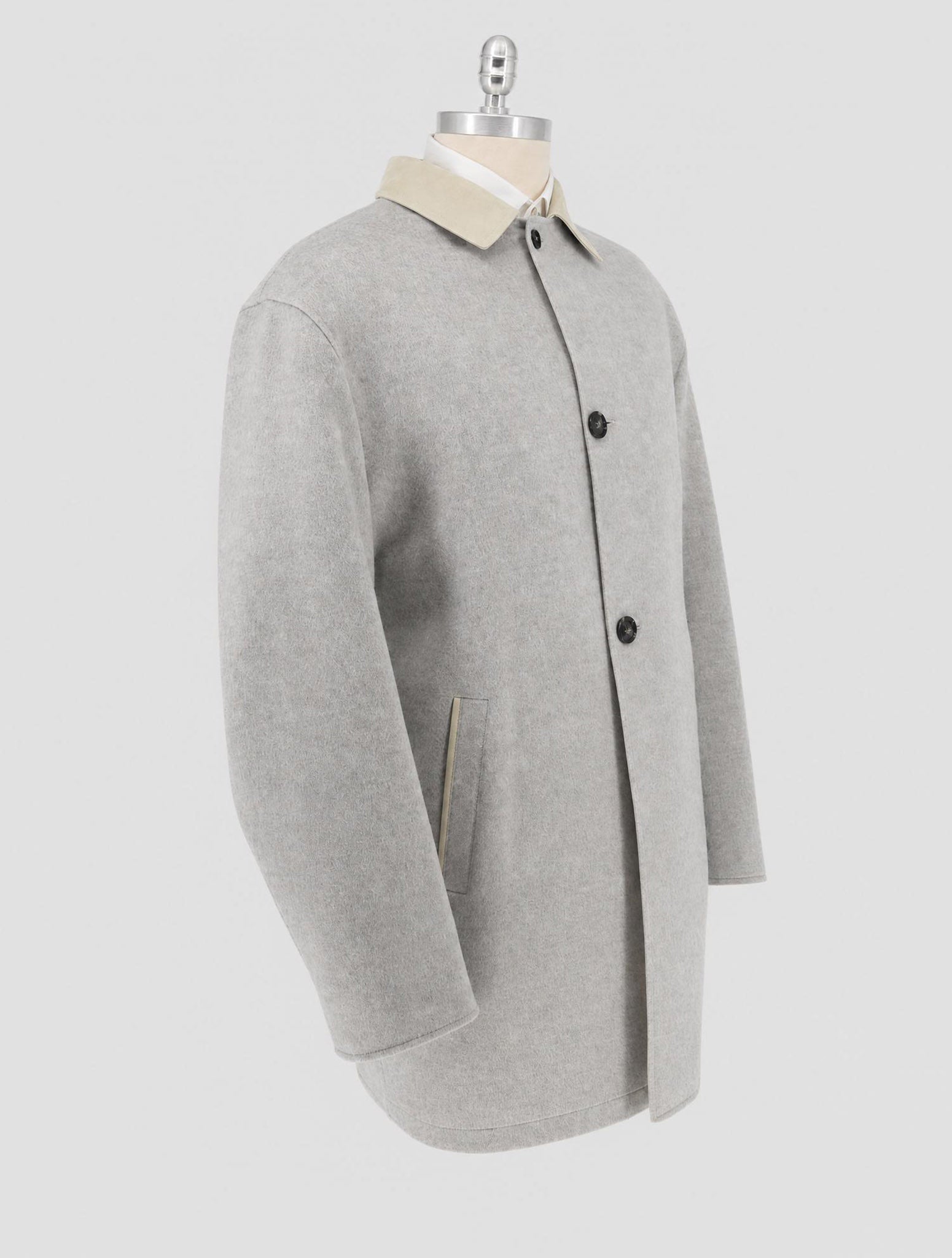 Kiton Gray Beige Cashmere Overcoat
