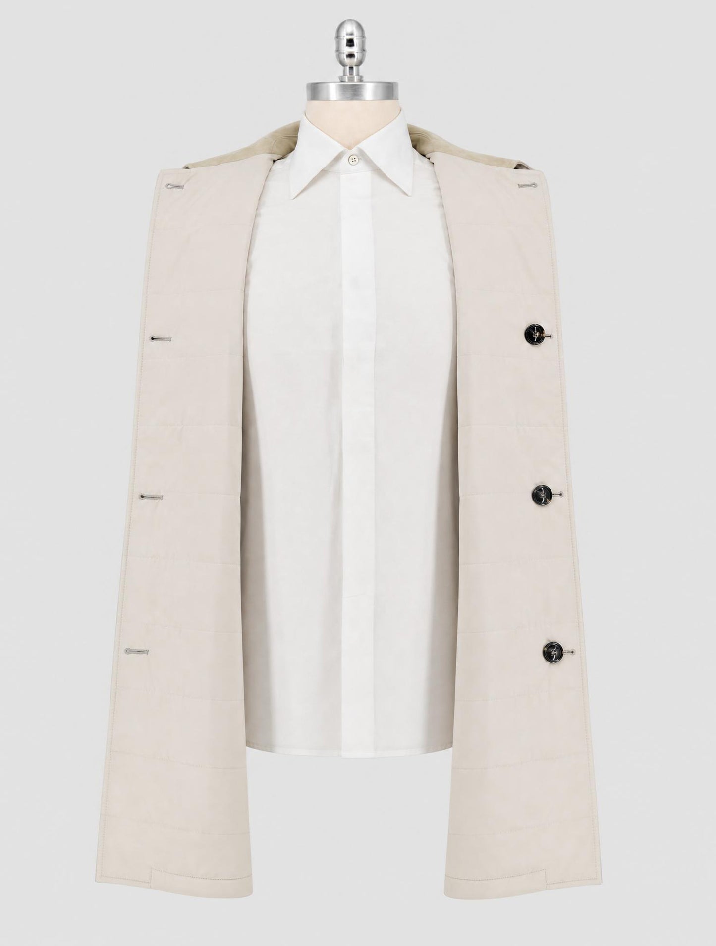 Kiton Gray Beige Cashmere Overcoat