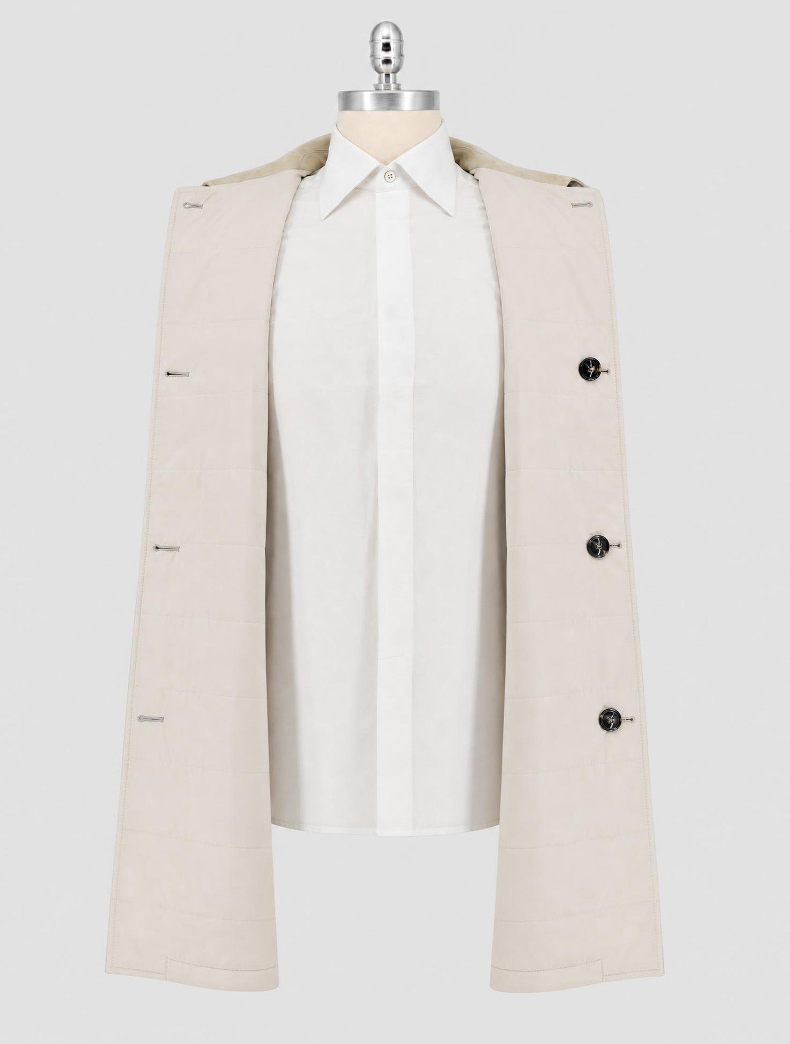 Kiton Gray Beige Cashmere Overcoat