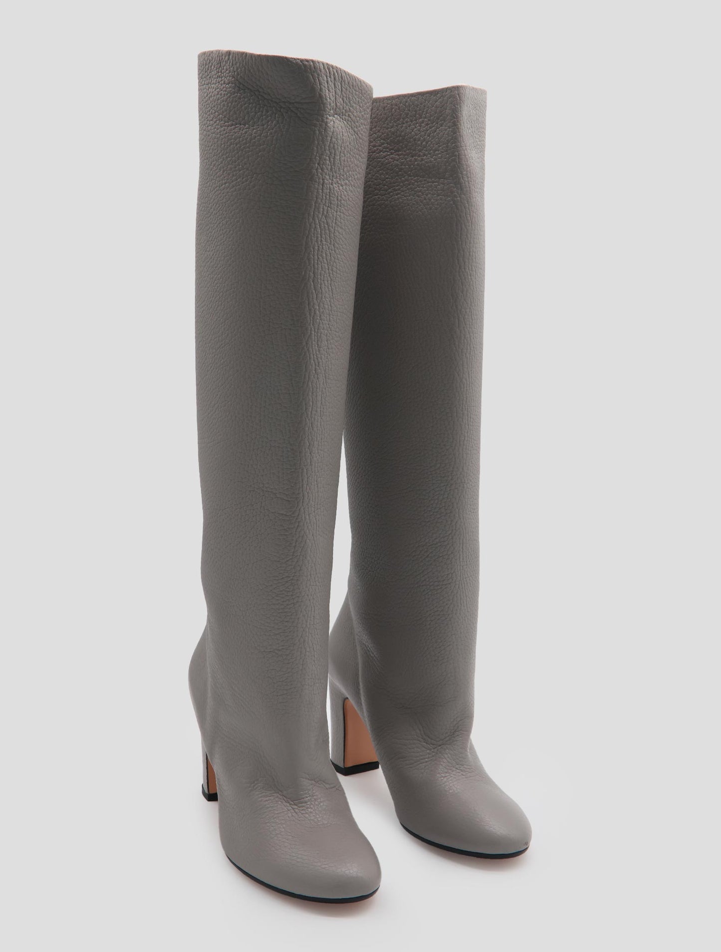 Kiton Gray Leather Deer Long Boots Women