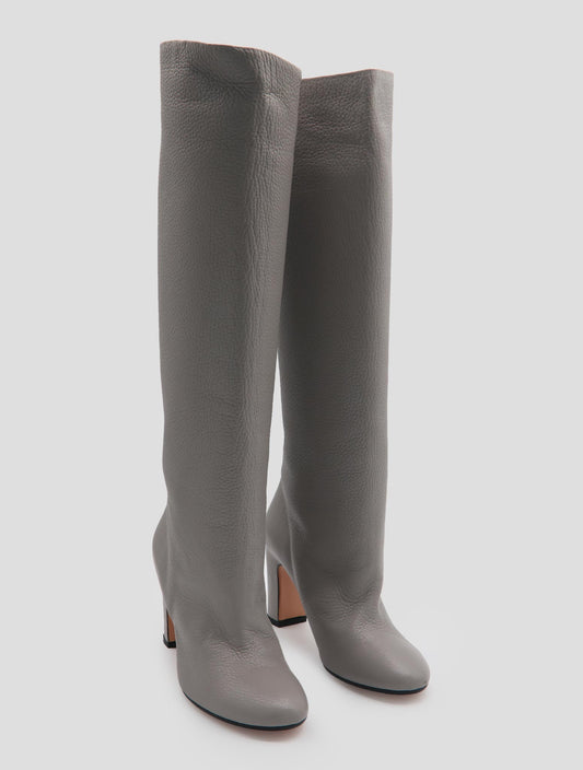 Kiton Gray Leather Deer Long Boots Women