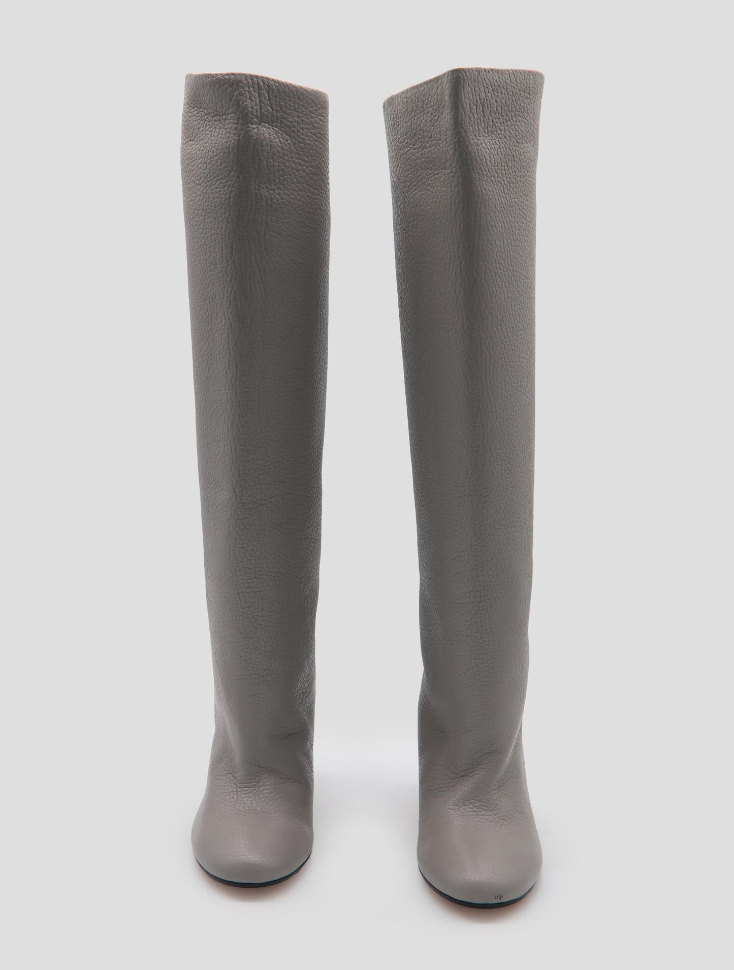 Kiton Gray Leather Deer Long Boots Women