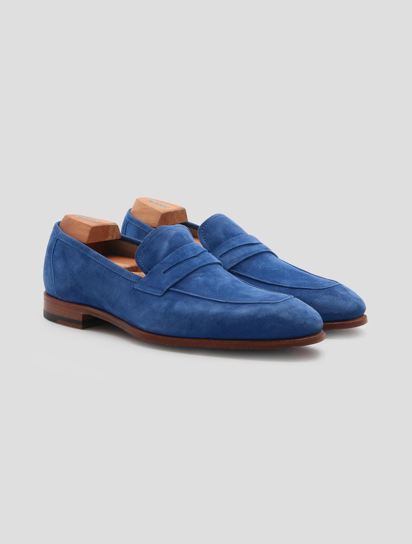 Kiton Blue Leather Suede Loafers