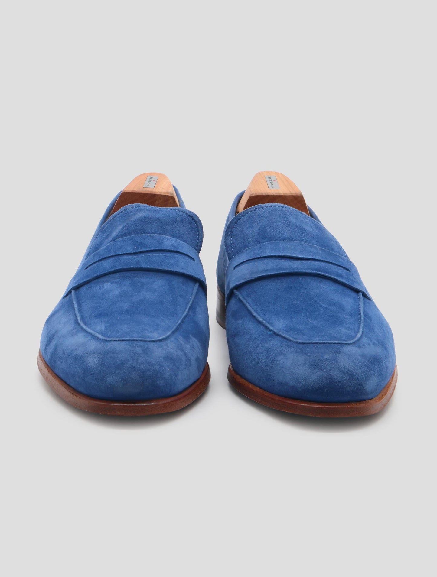 Kiton Blue Leather Suede Loafers