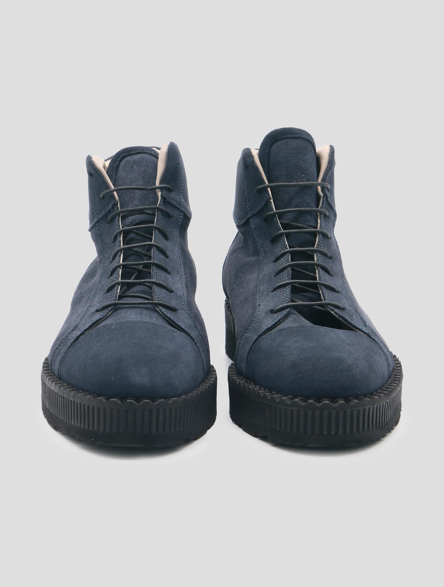 Kiton Blue Leather Suede Boots