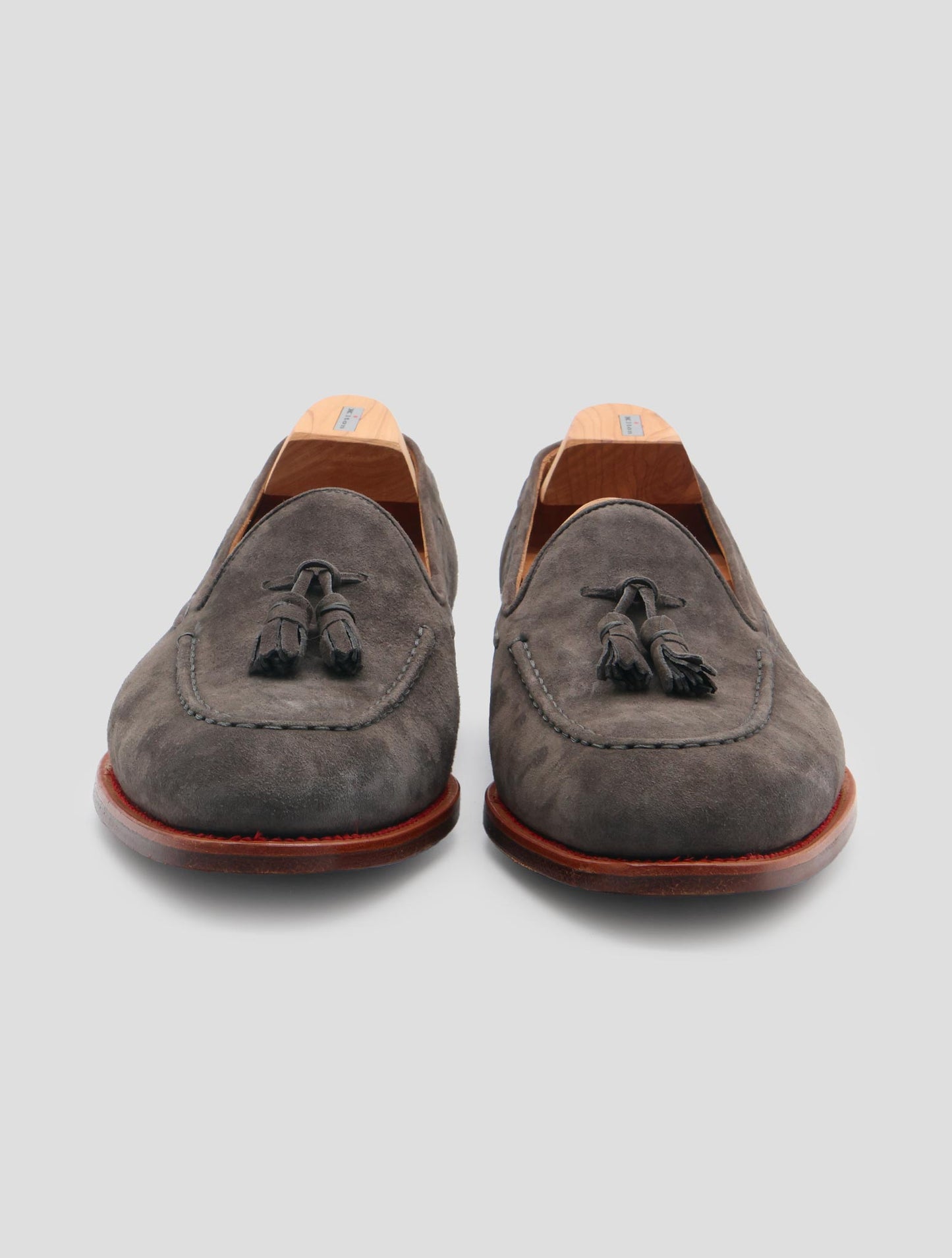 Kiton Gray Leather Suede Loafers