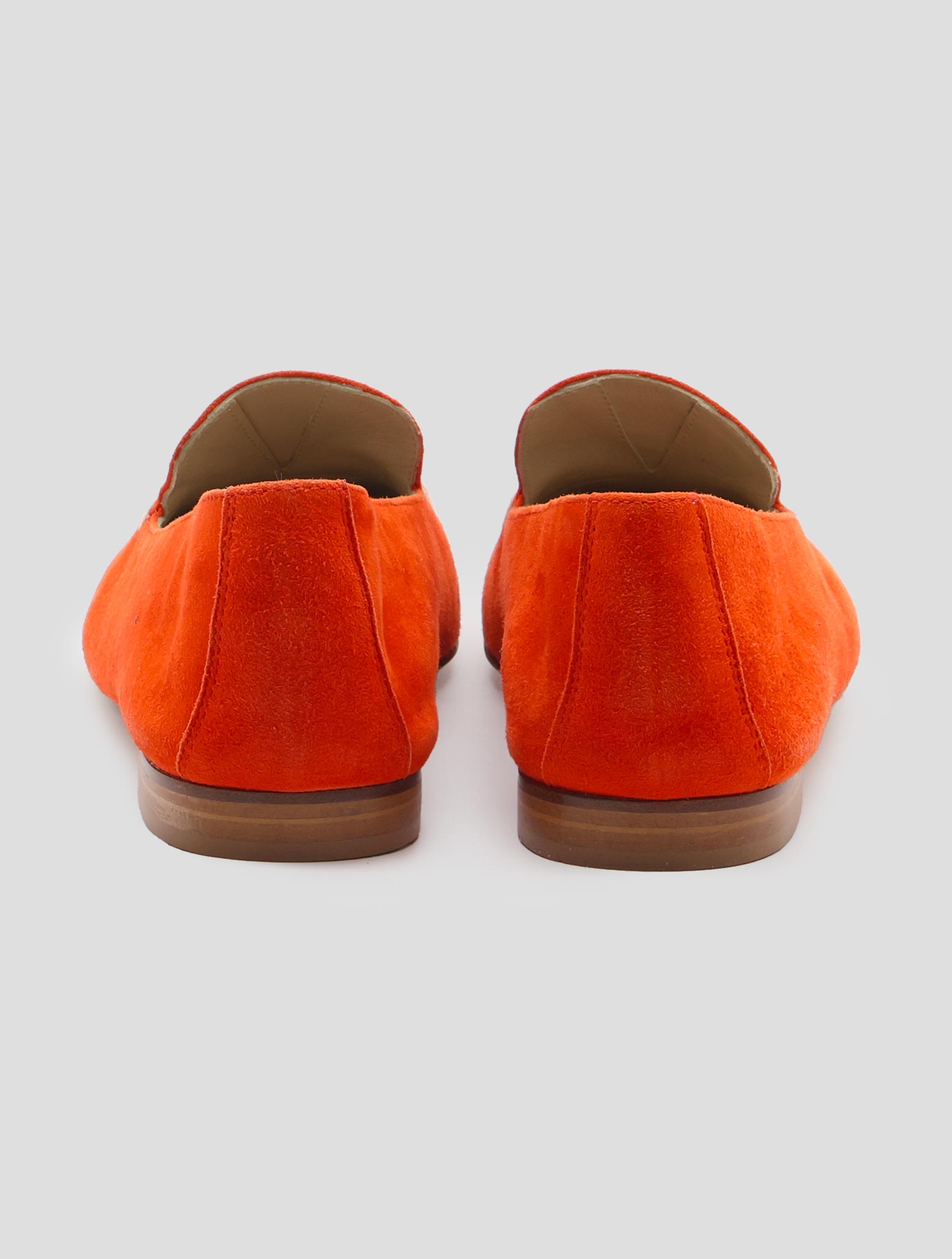 Kiton Orange Leather Suede Loafers Women