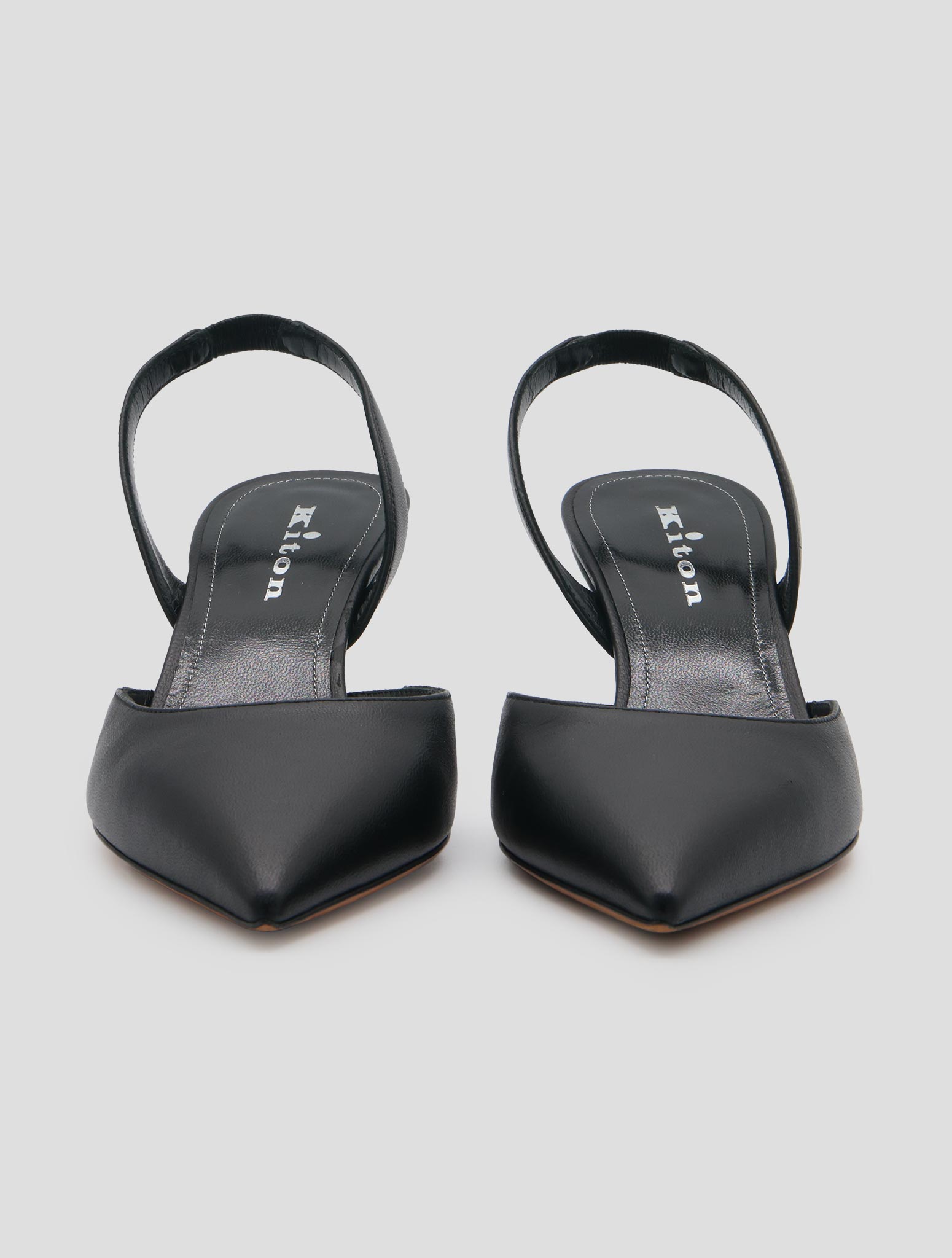 Kiton Black Leather Decollete Women