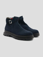 Kiton Blue Leather Suede Boots