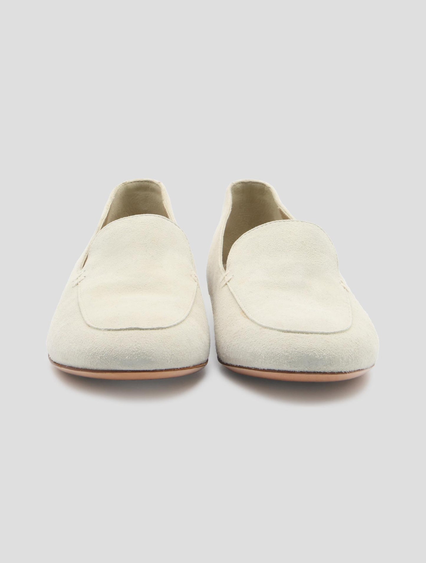 Kiton Light Beige Leather Suede Loafers Women
