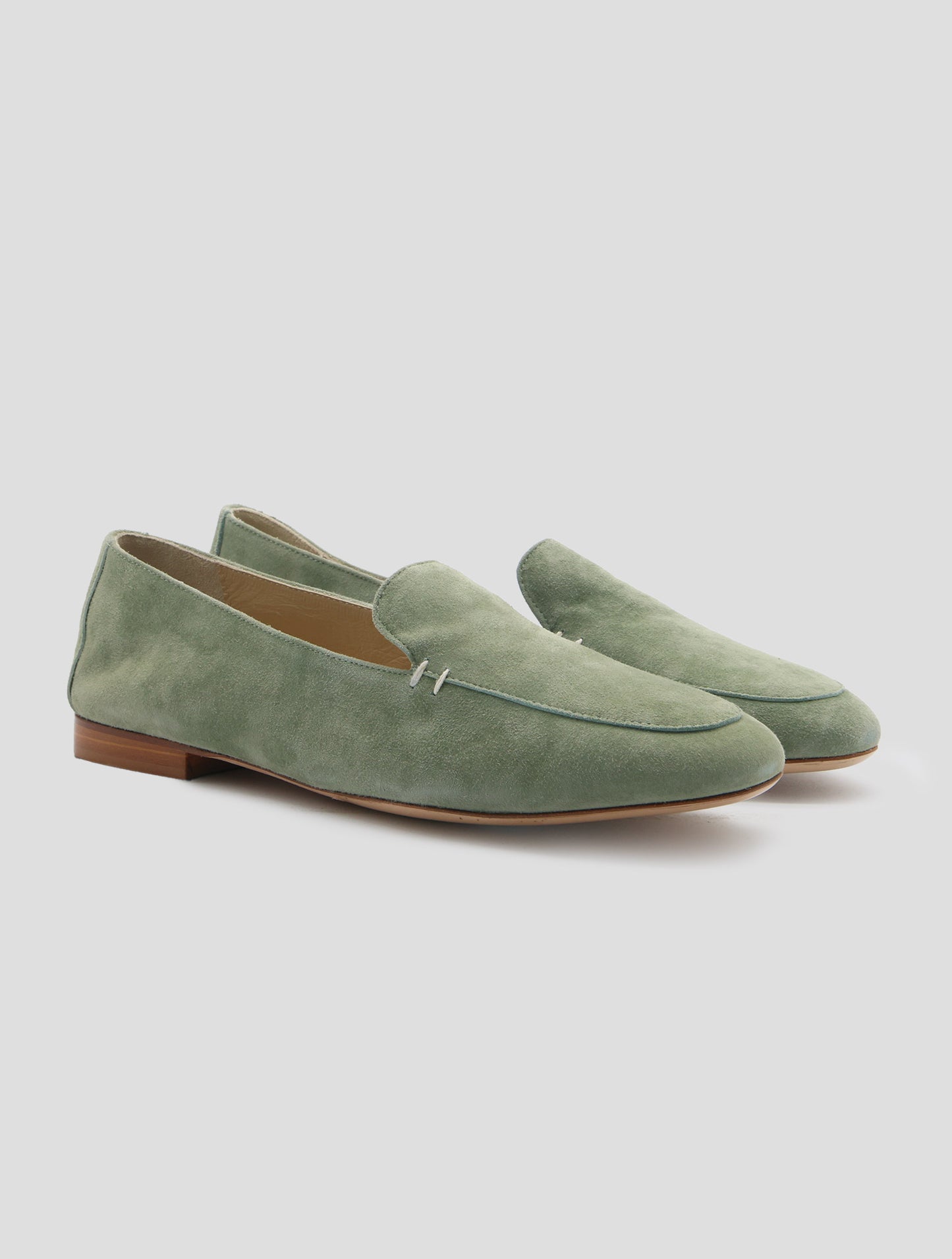 Kiton Green Leather Suede Loafers Women