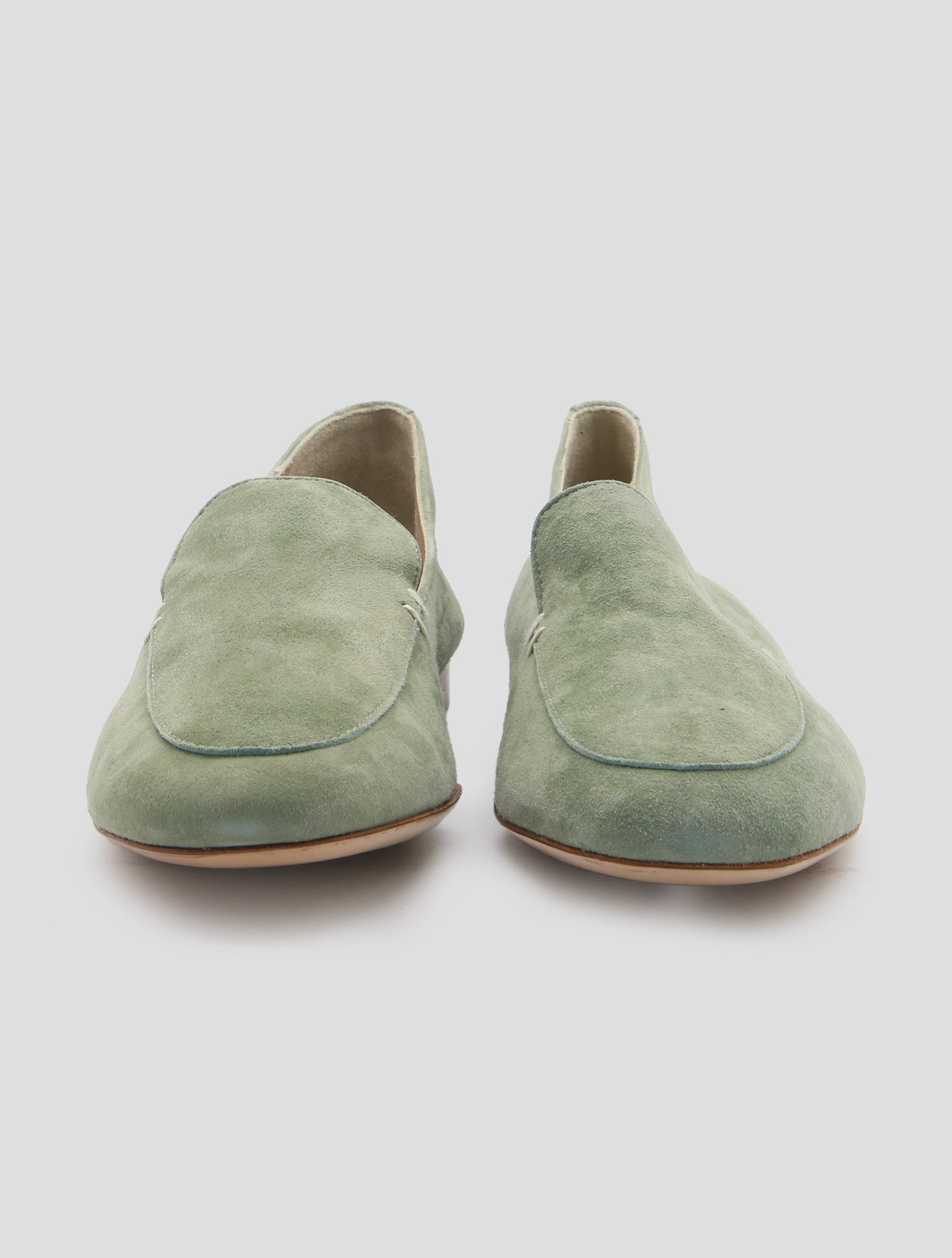 Kiton Green Leather Suede Loafers Women