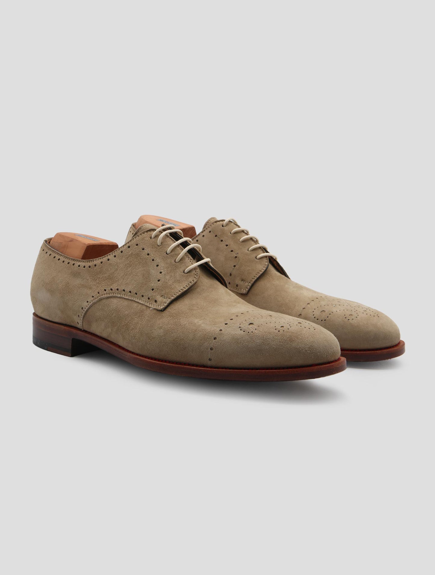 Kiton Beige Leather Suede Dress Shoes